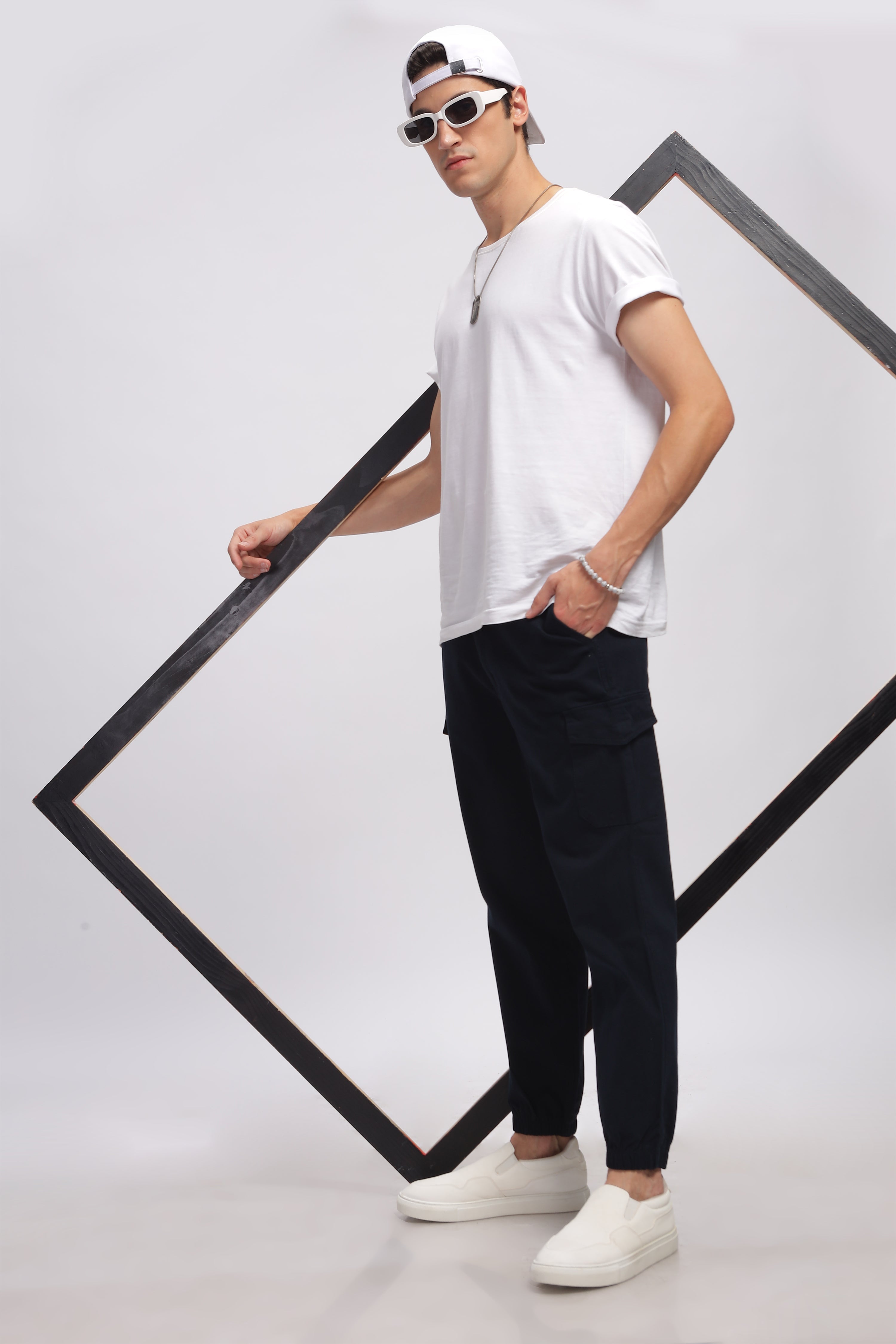 Navy Blue Cargo Style Track Pants