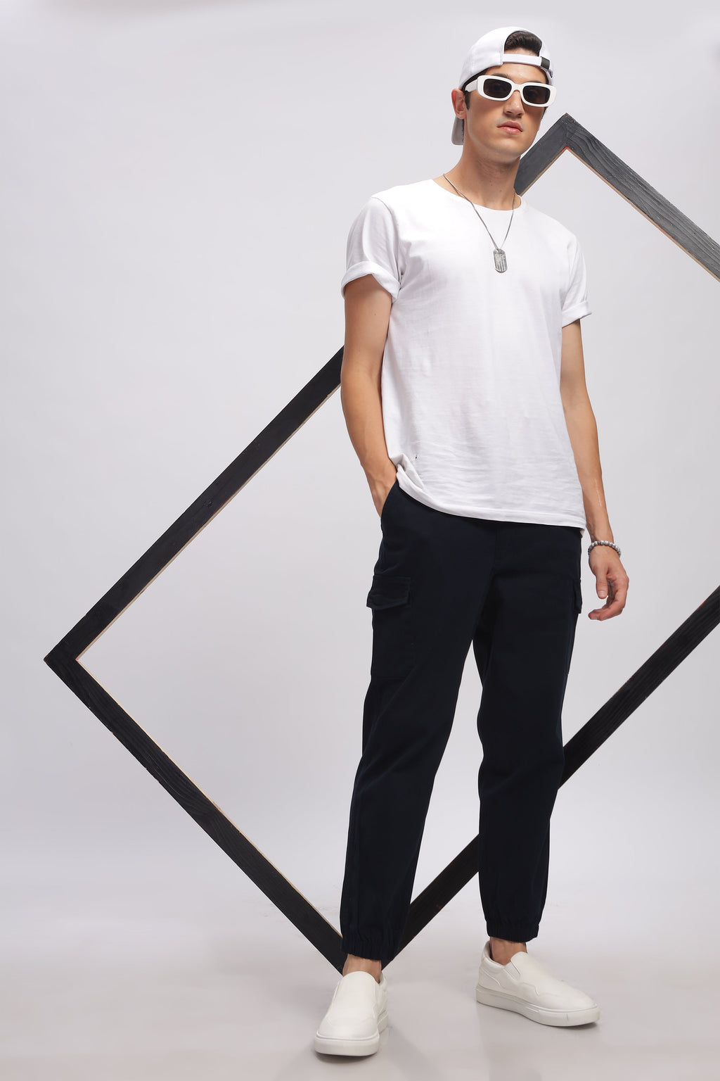 Navy Blue Cargo Style Track Pants