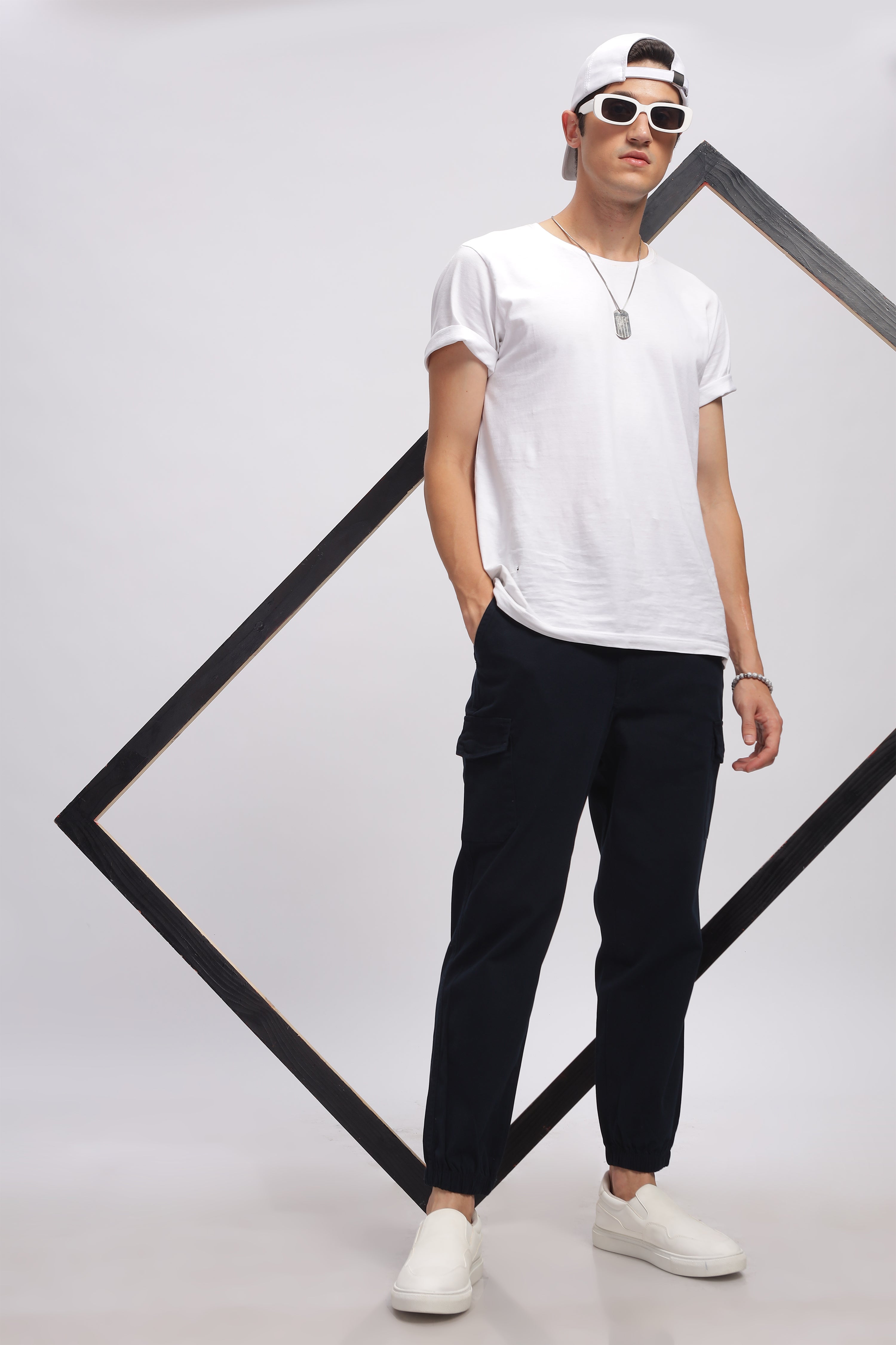 Navy Blue Cargo Style Track Pants