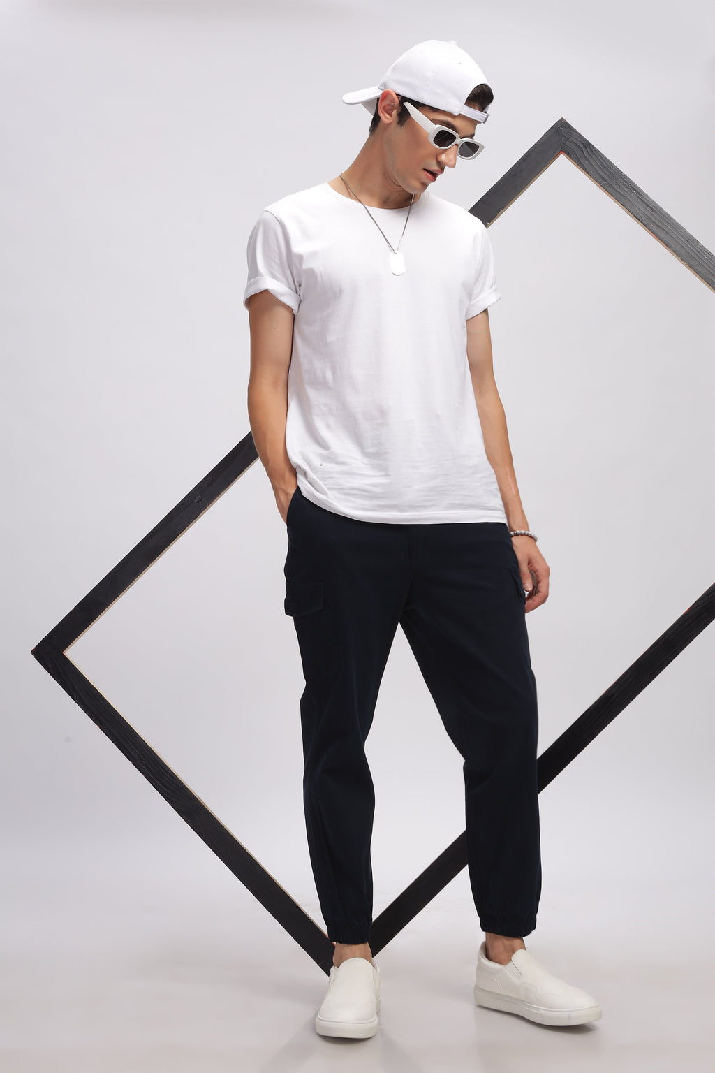 Navy Blue Cargo Style Track Pants