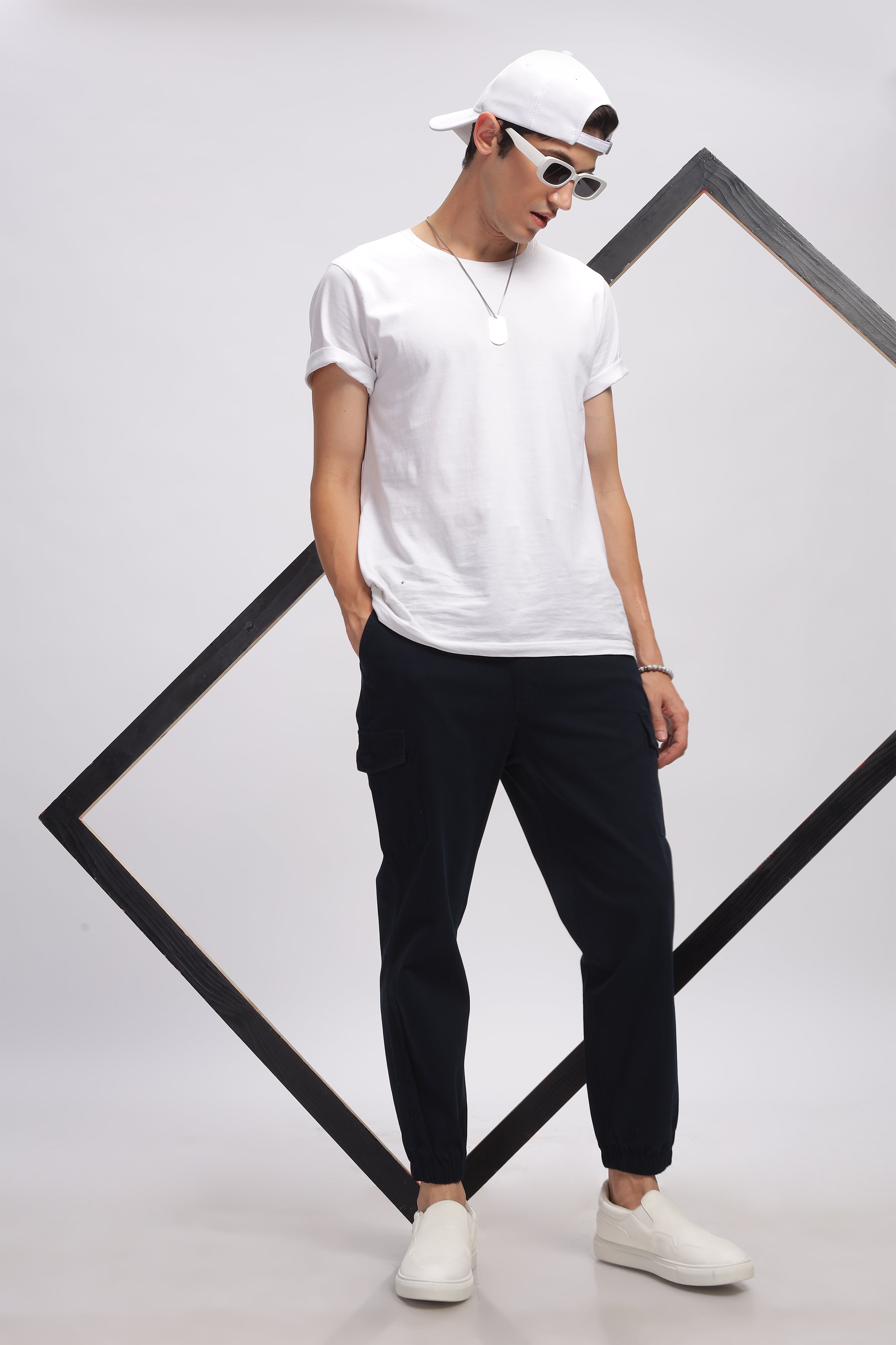 Navy Blue Cargo Style Track Pants