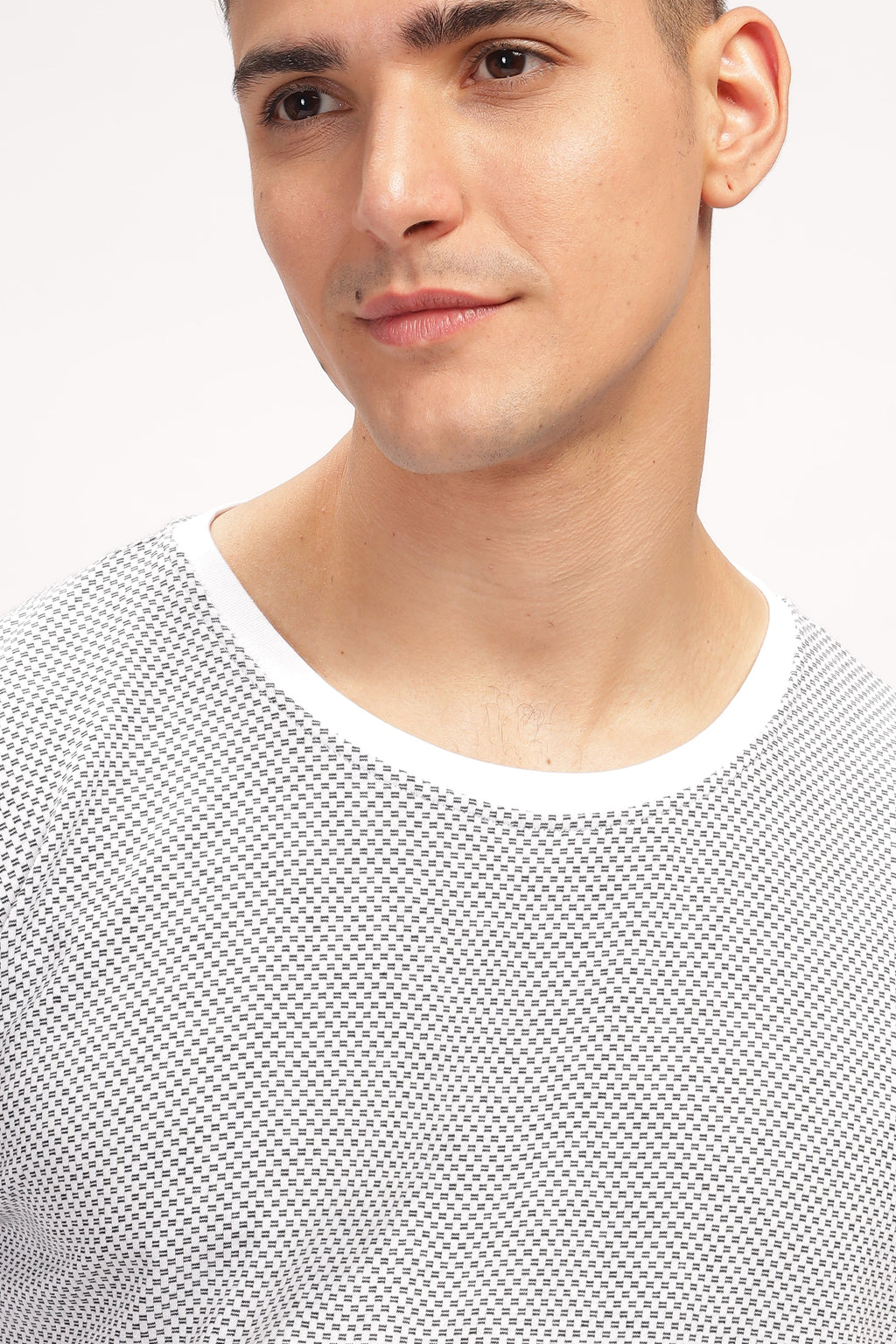 Grey Melange Self Design Oversized T-Shirt