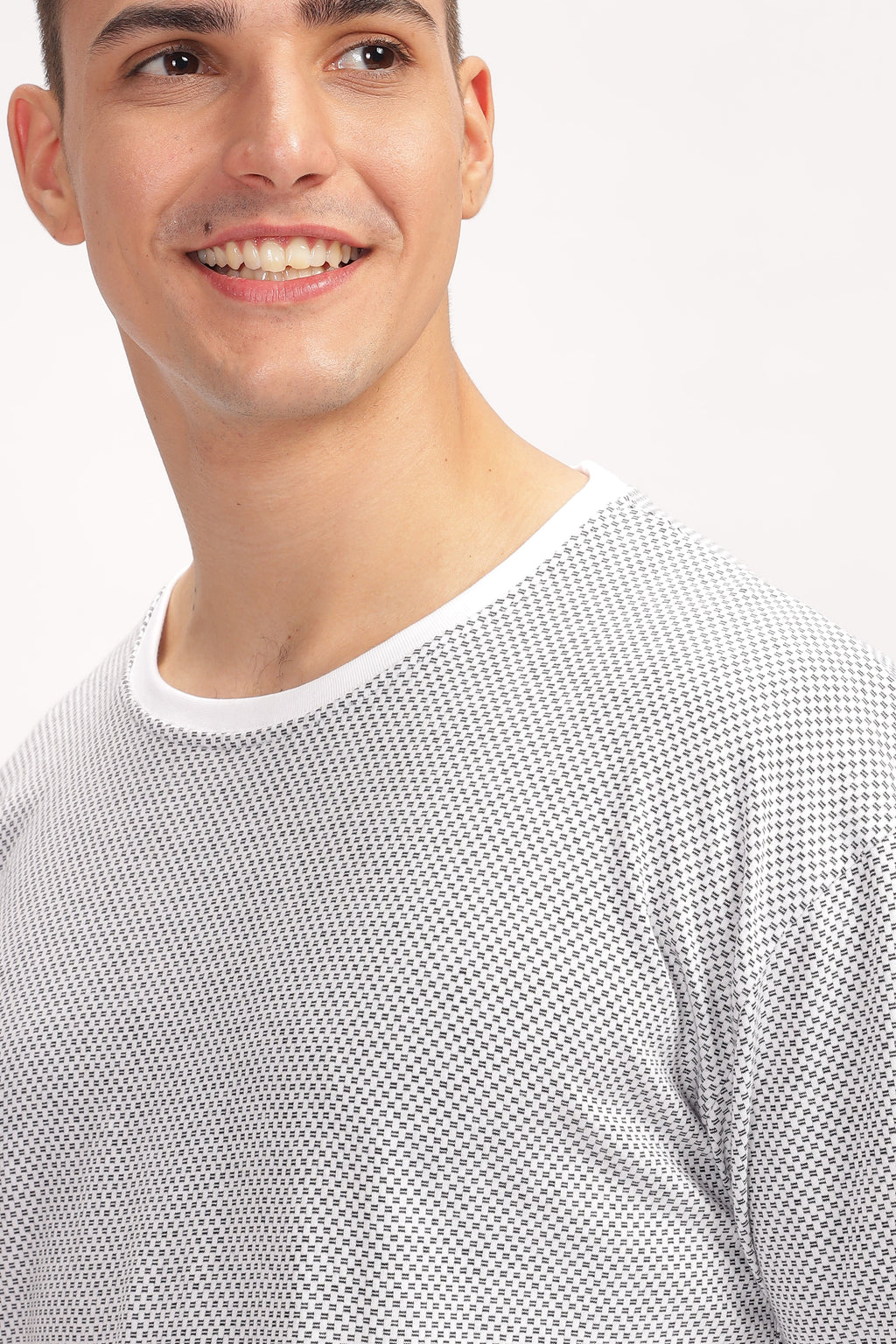 Grey Melange Self Design Oversized T-Shirt