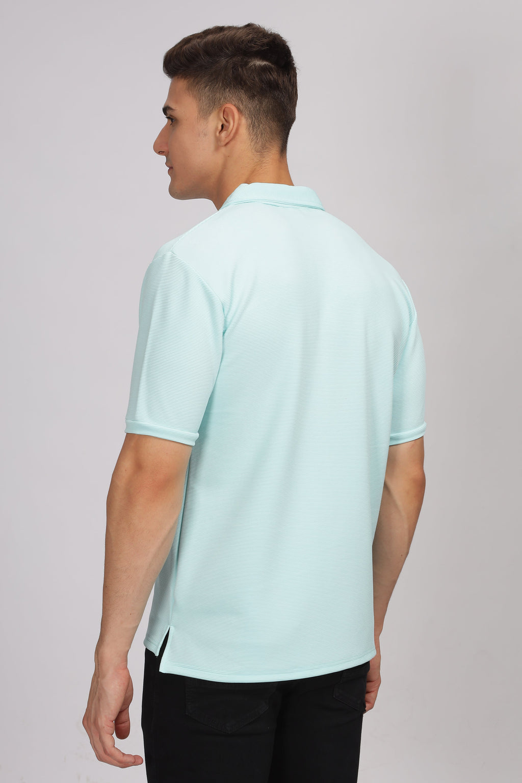 Light Blue Textured Polo T-Shirt