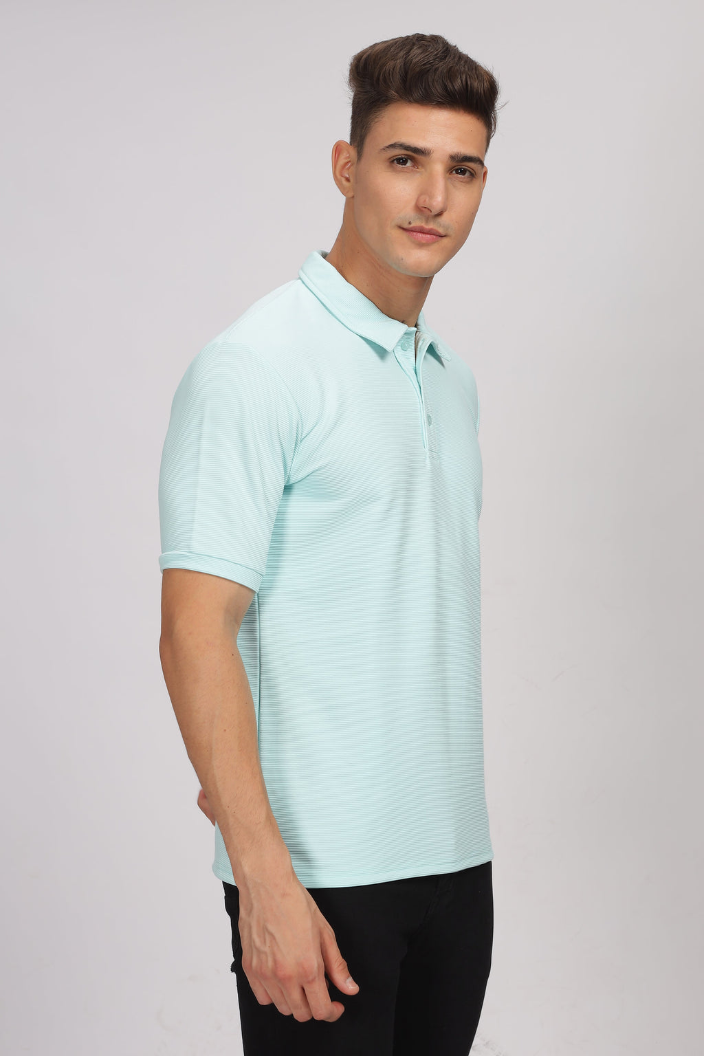 Light Blue Textured Polo T-Shirt