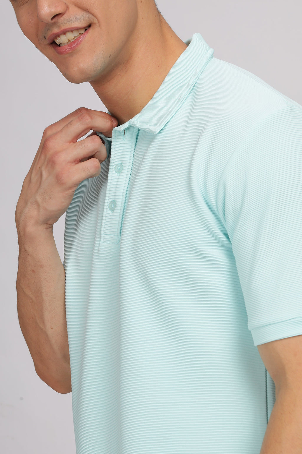 Light Blue Textured Polo T-Shirt