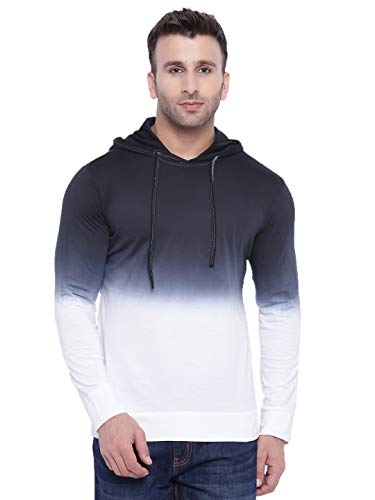 White Blue Tie Dye Hooded Full Sleeves T-Shirt ( Priyank sharma)