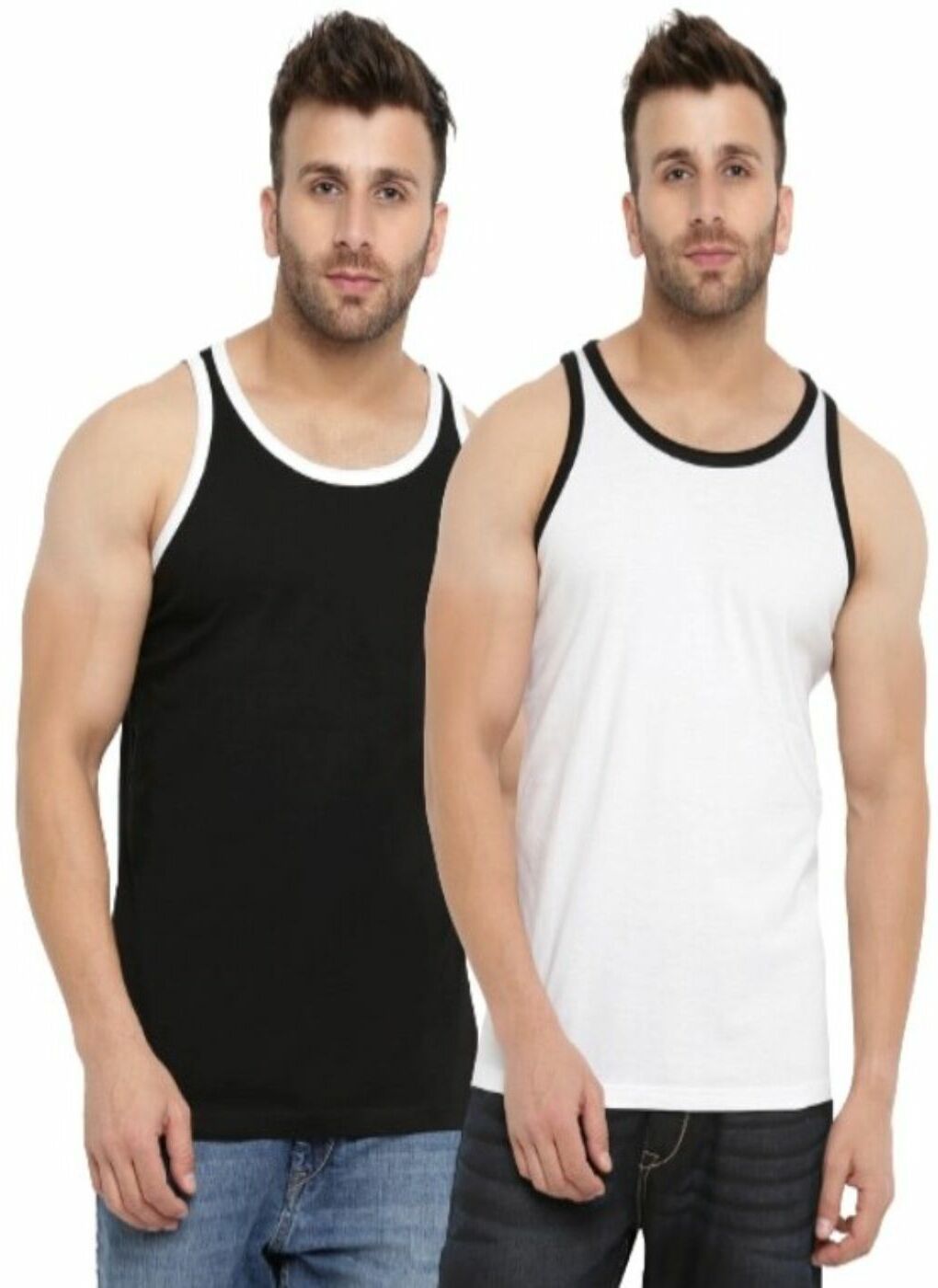 Black White Men Vest (Pack of 2)