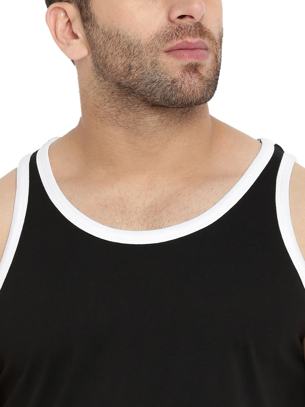 Black Solid Cotton Vest (Pack of 2)