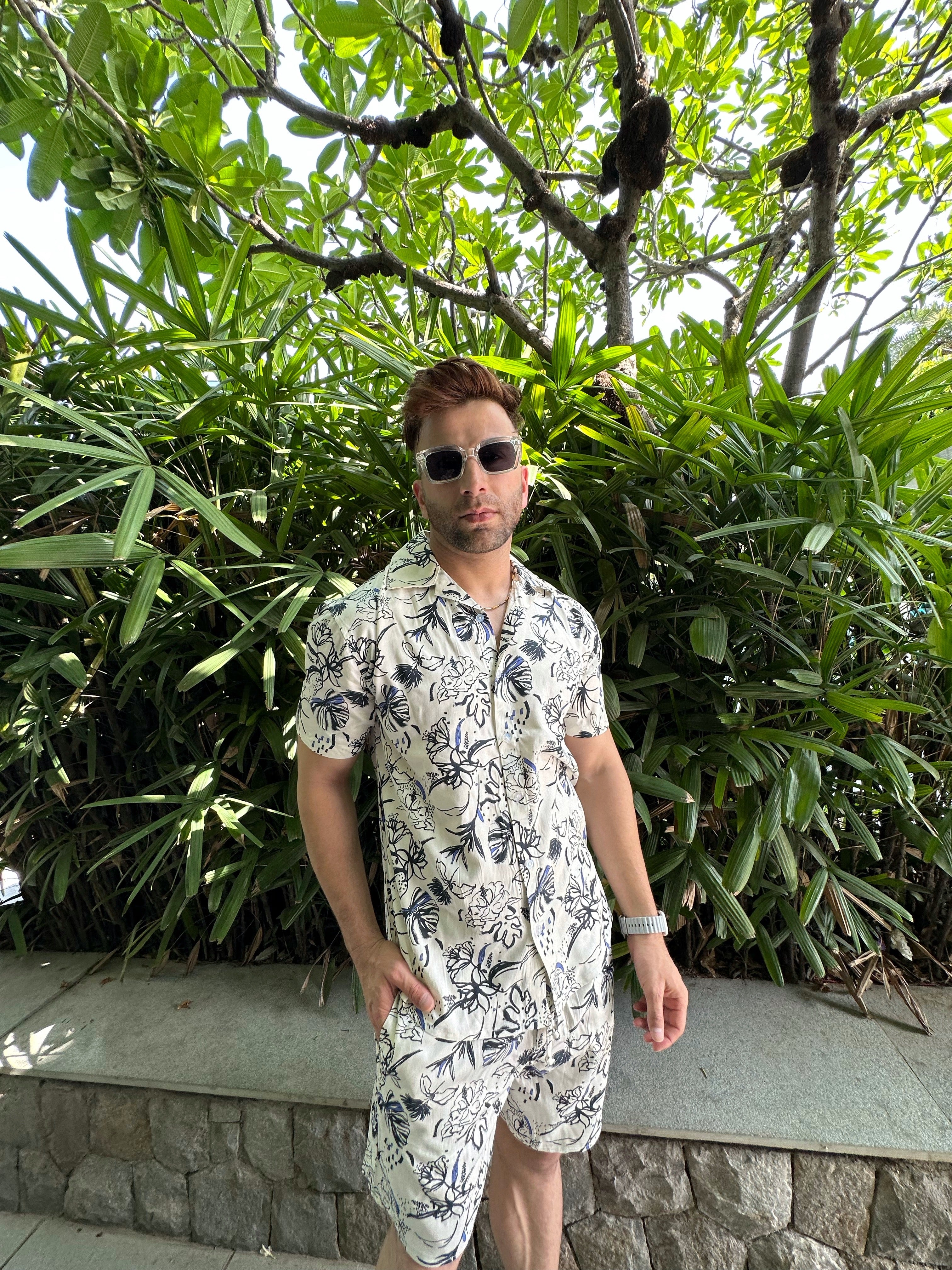 Black/ White Floral Printed Co-Ord Set