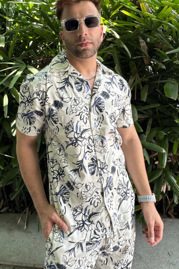 Black/ White Floral Printed Co-Ord Set