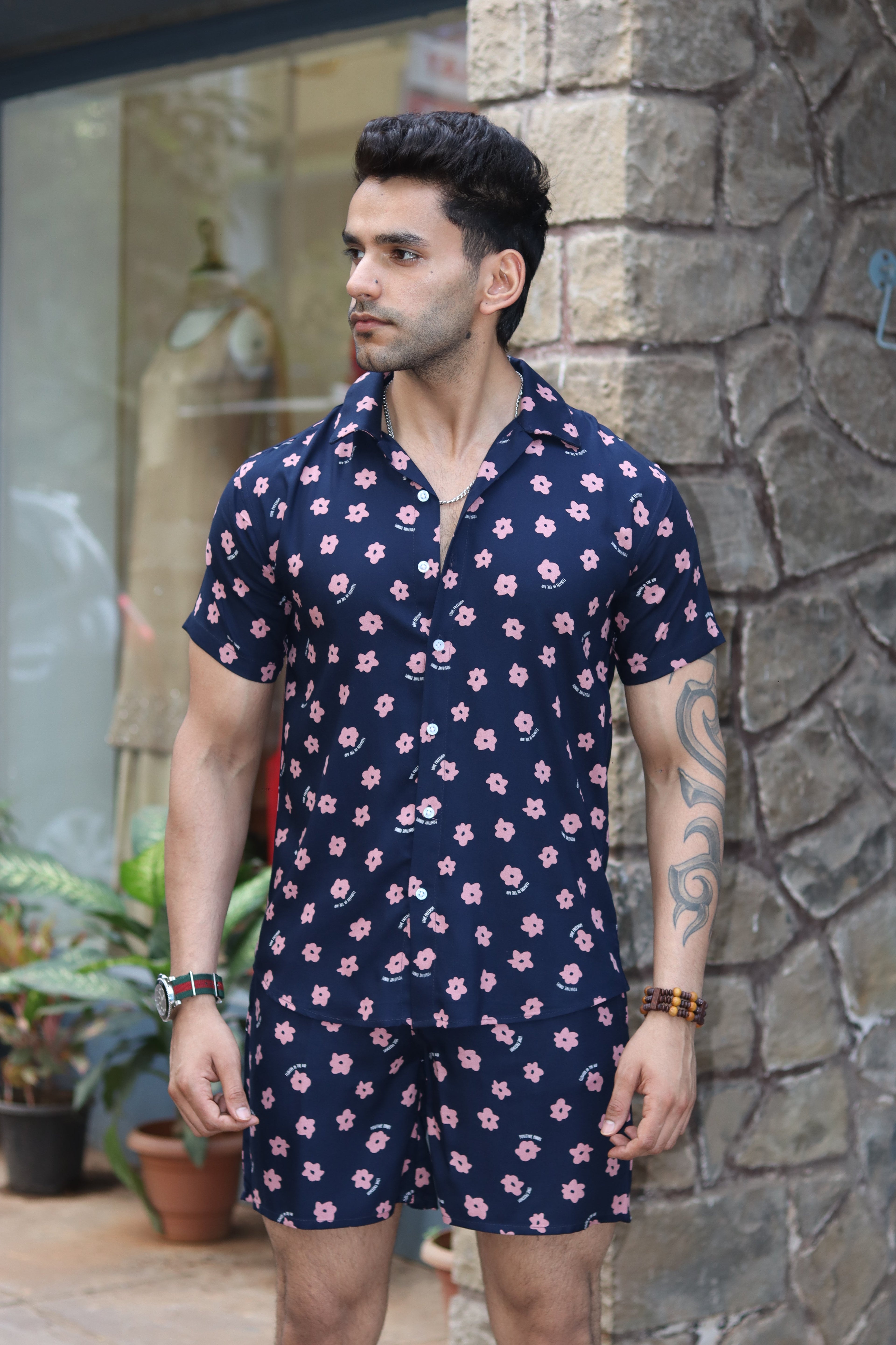 Pink Floral Navy Co-ord Set