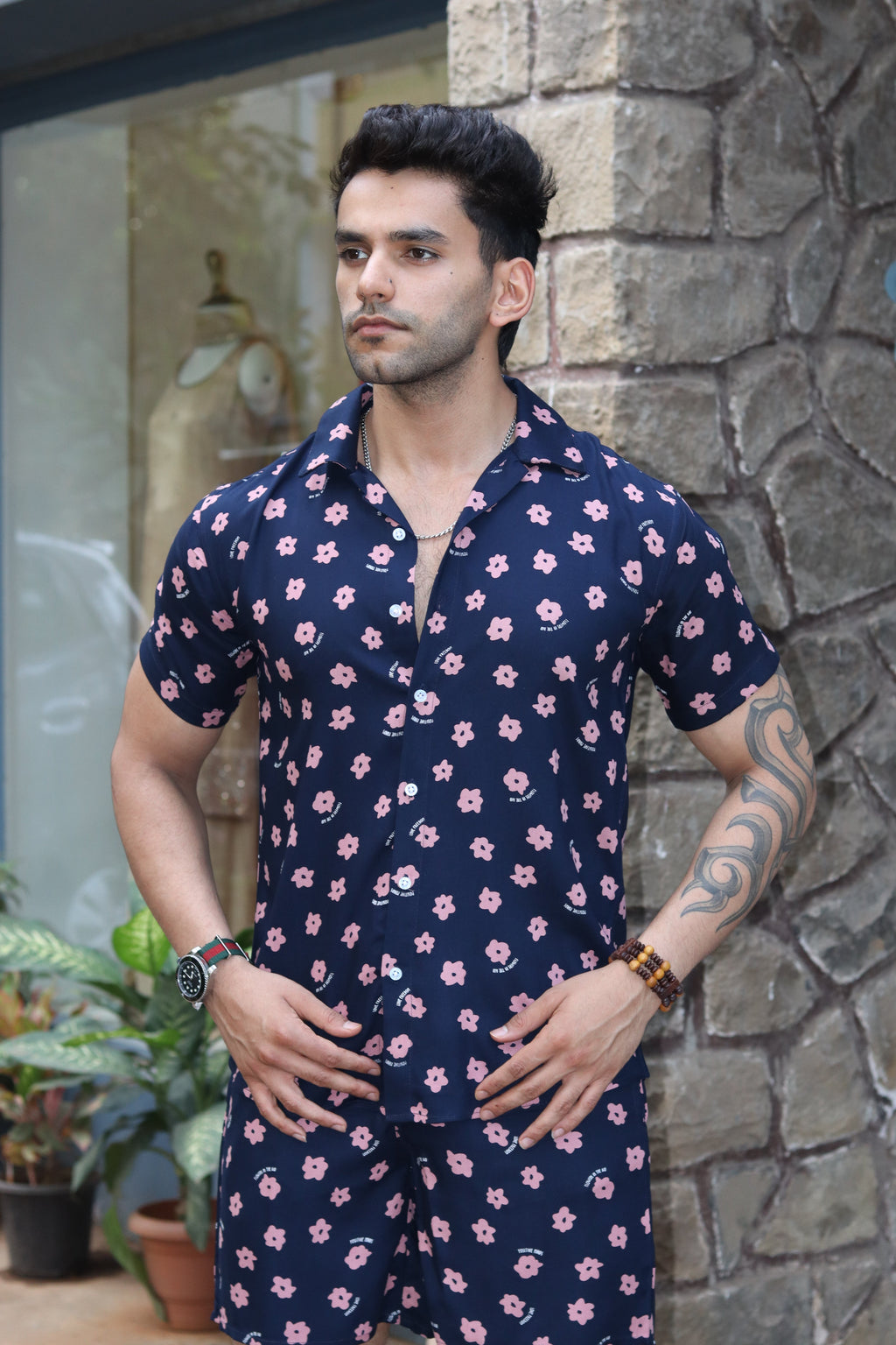 Pink Floral Navy Co-ord Set