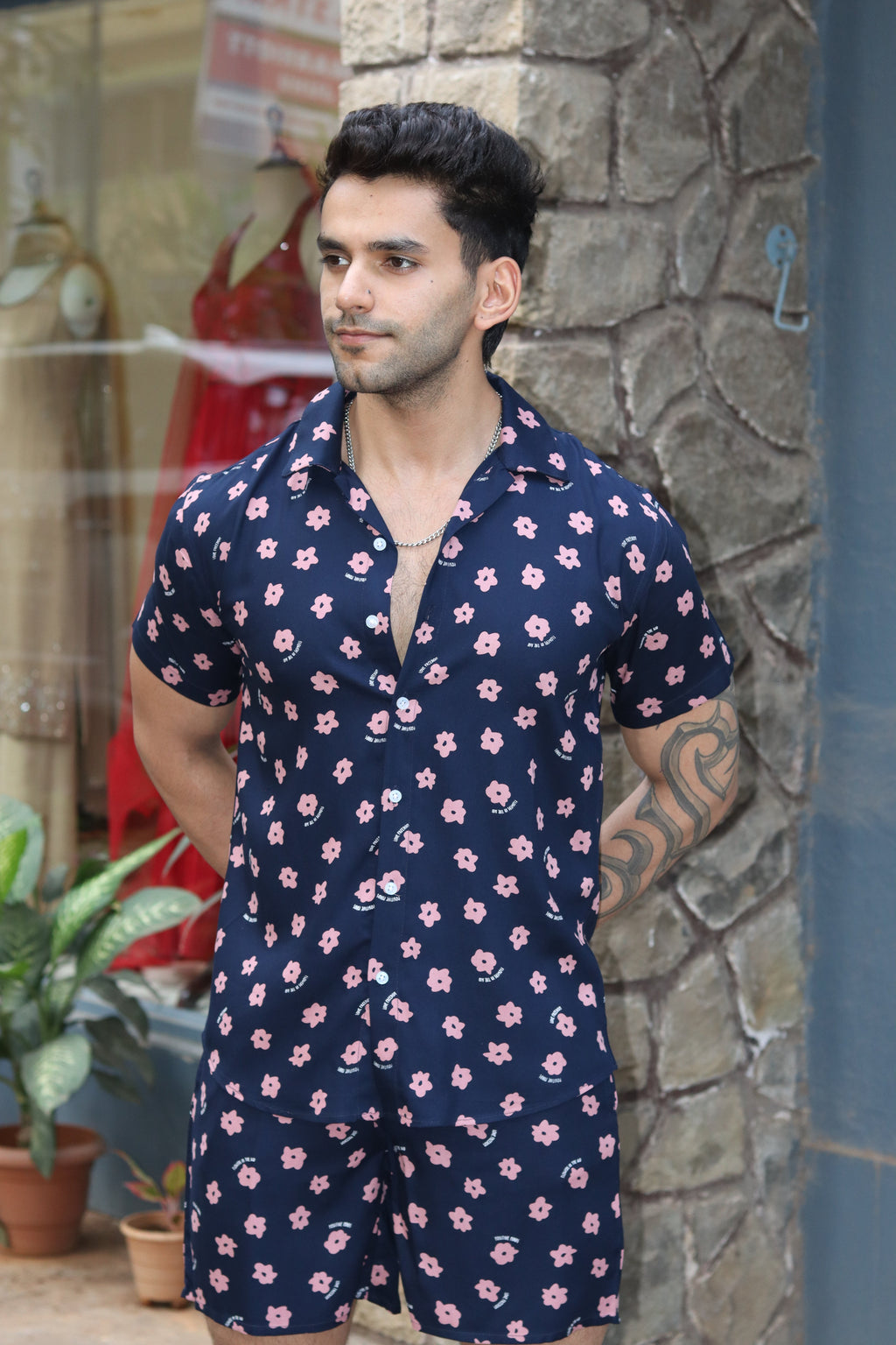 Pink Floral Navy Co-ord Set