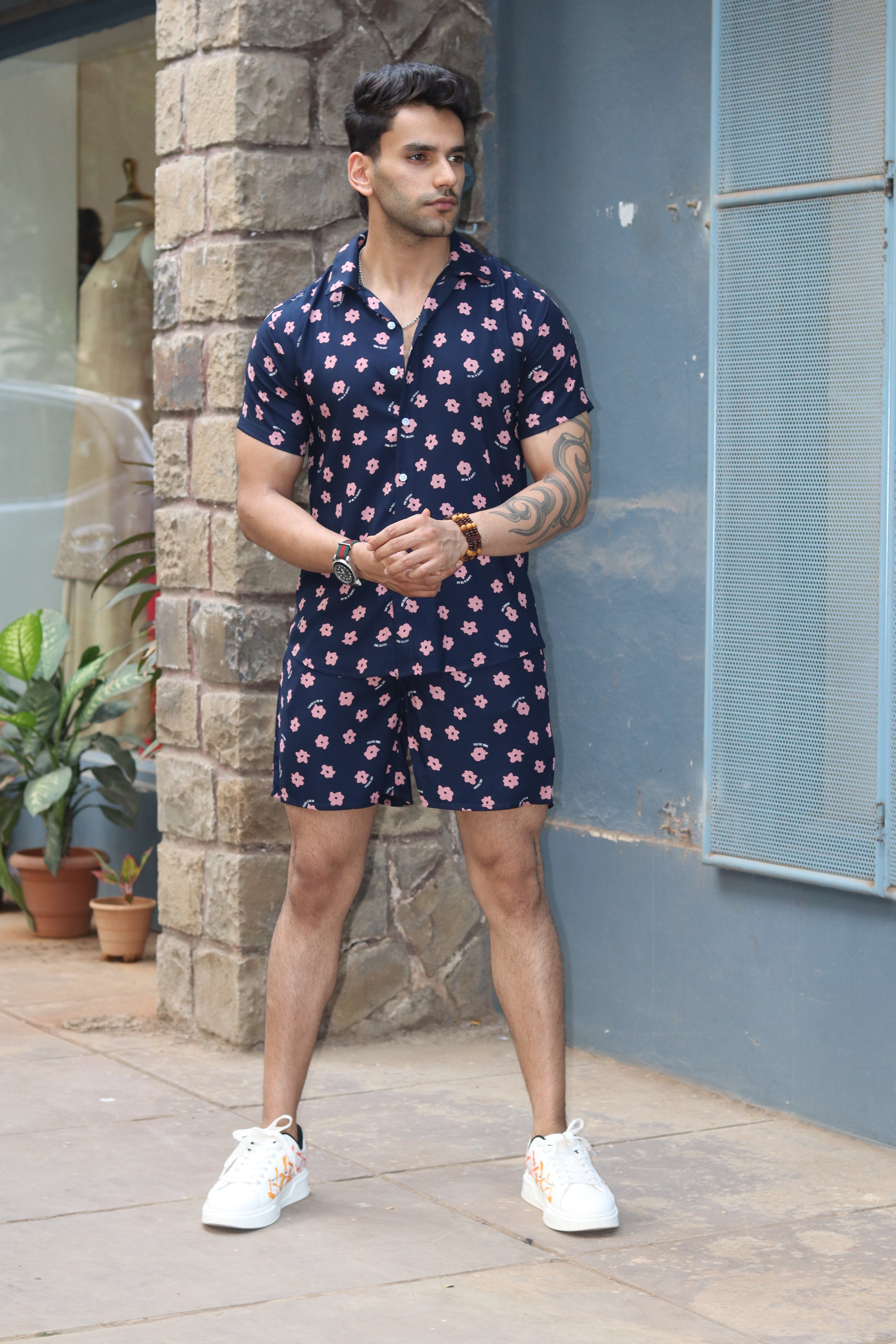 Pink Floral Navy Co-ord Set