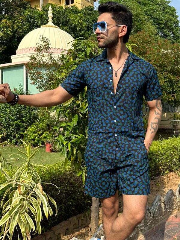 TEAL BLUE PRINTED Co-ord Set