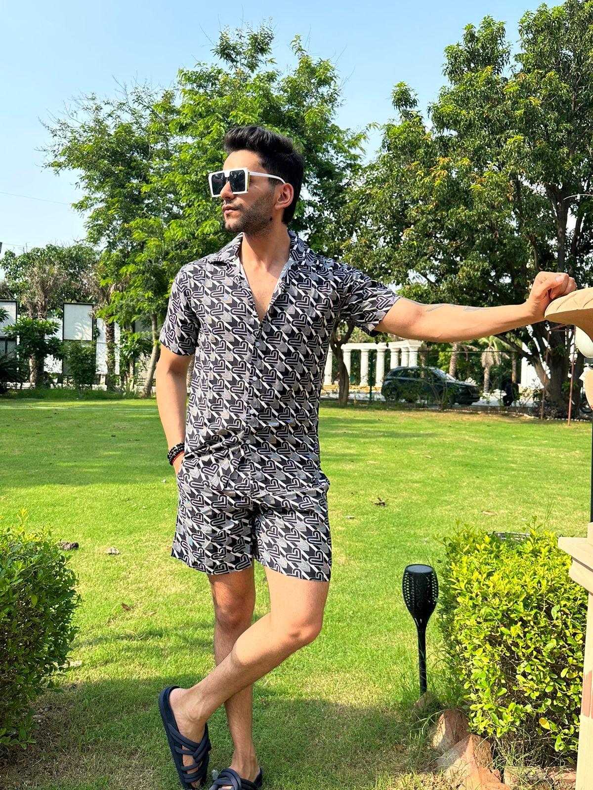 Black Graphic Rayon Co-ord Set