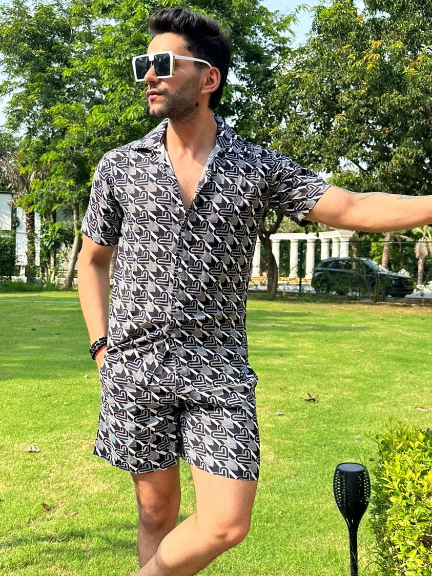 Black Graphic Rayon Co-ord Set