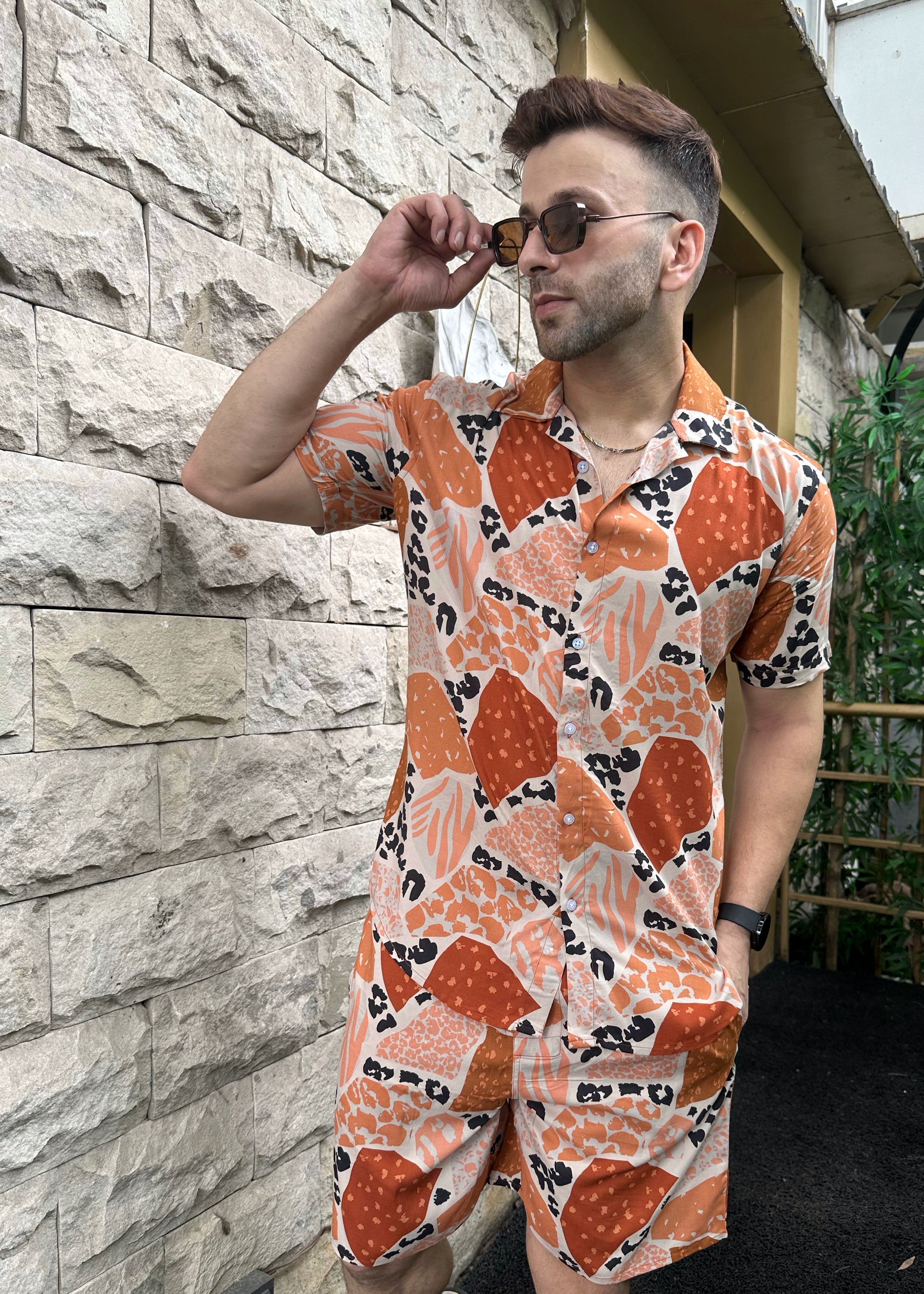 Peach "Stone" Rayon Co-ord Set