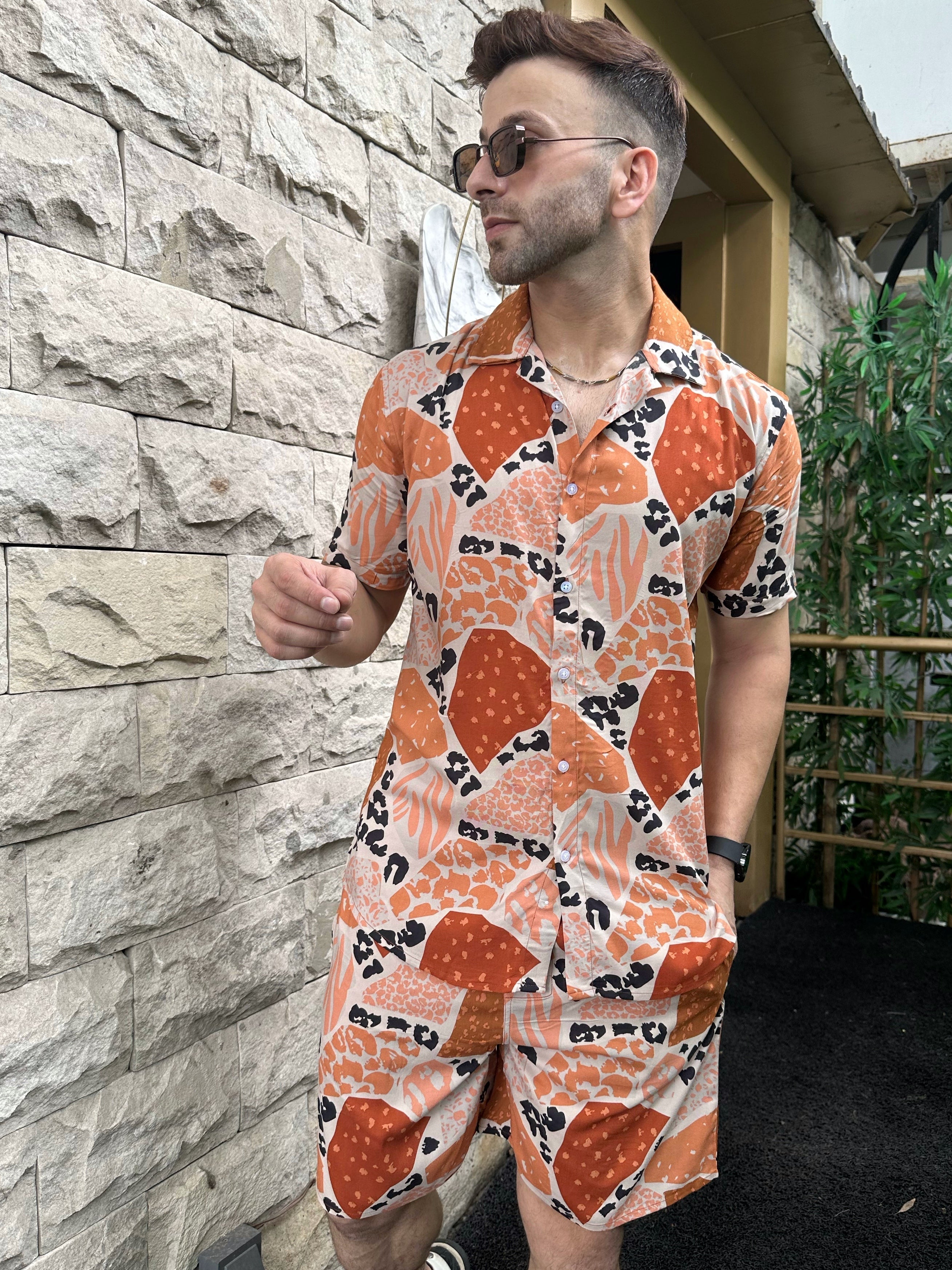 Peach "Stone" Rayon Co-ord Set