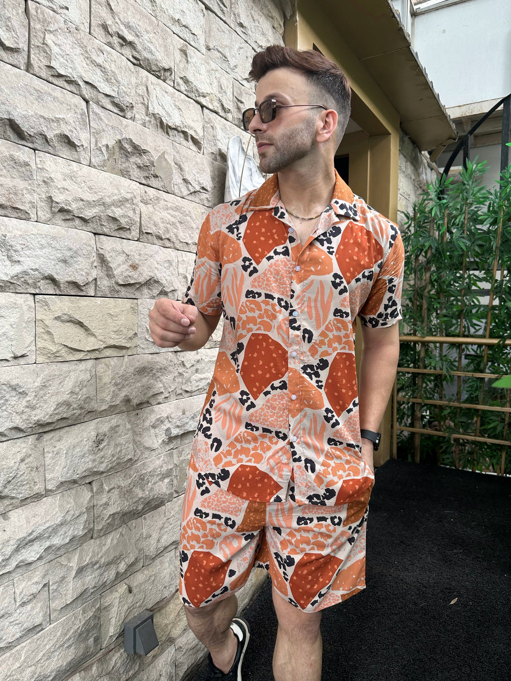 Peach "Stone" Rayon Co-ord Set