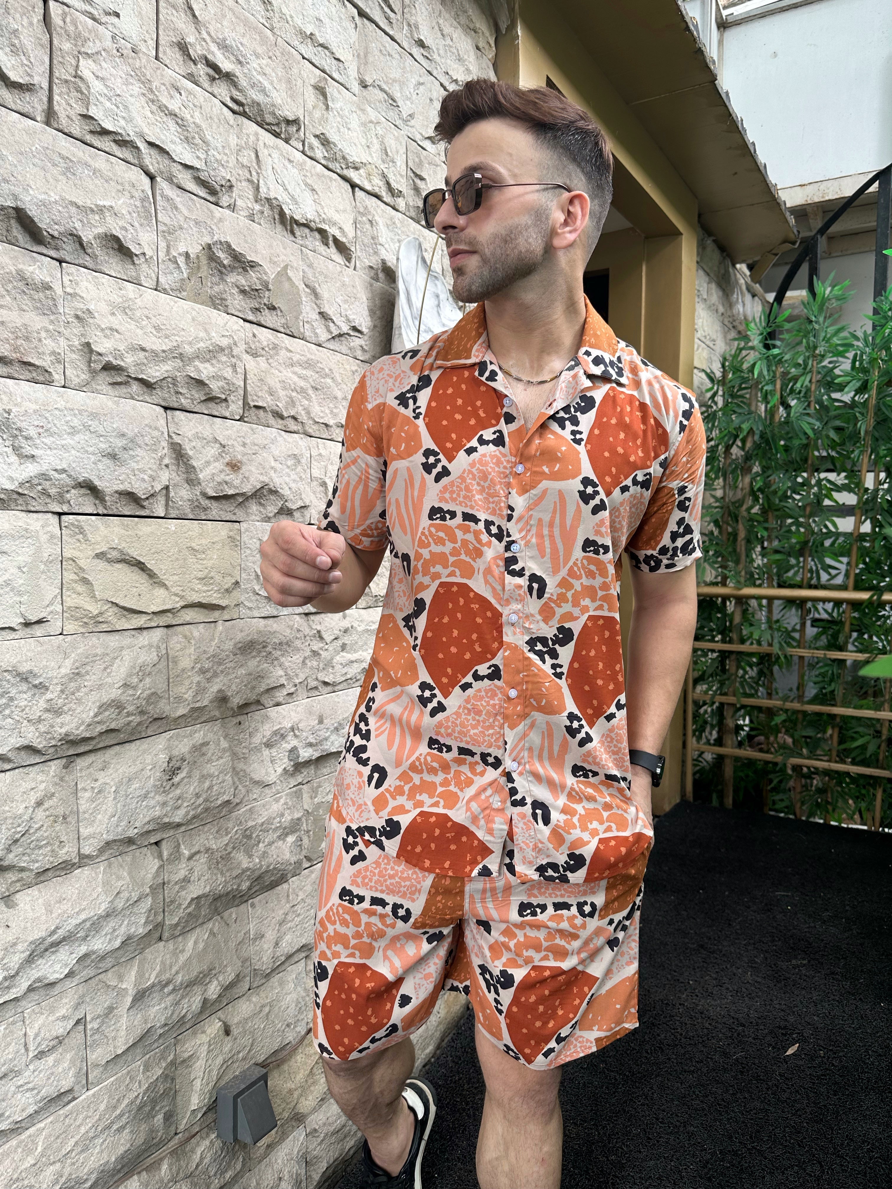 Peach "Stone" Rayon Co-ord Set