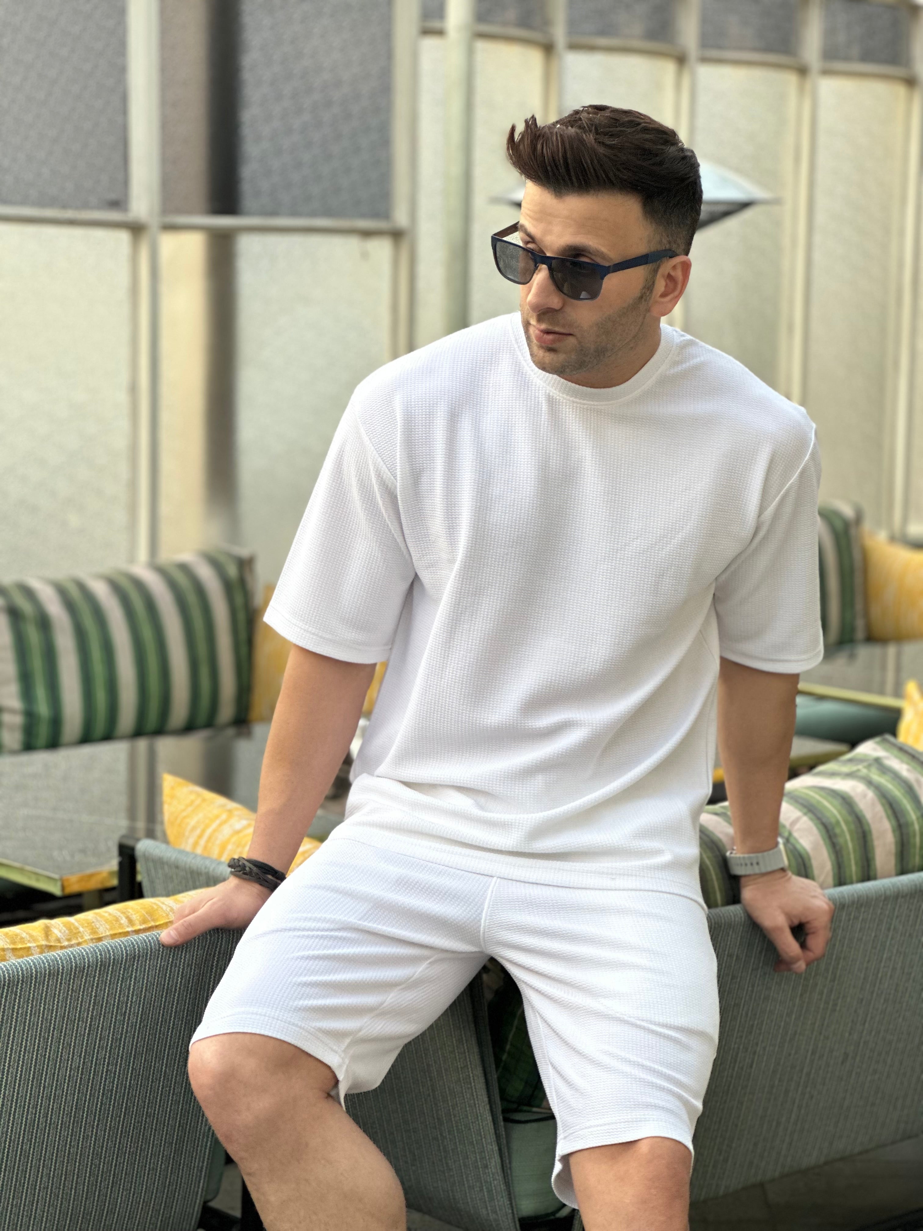 White Self Design Co-Ord Set