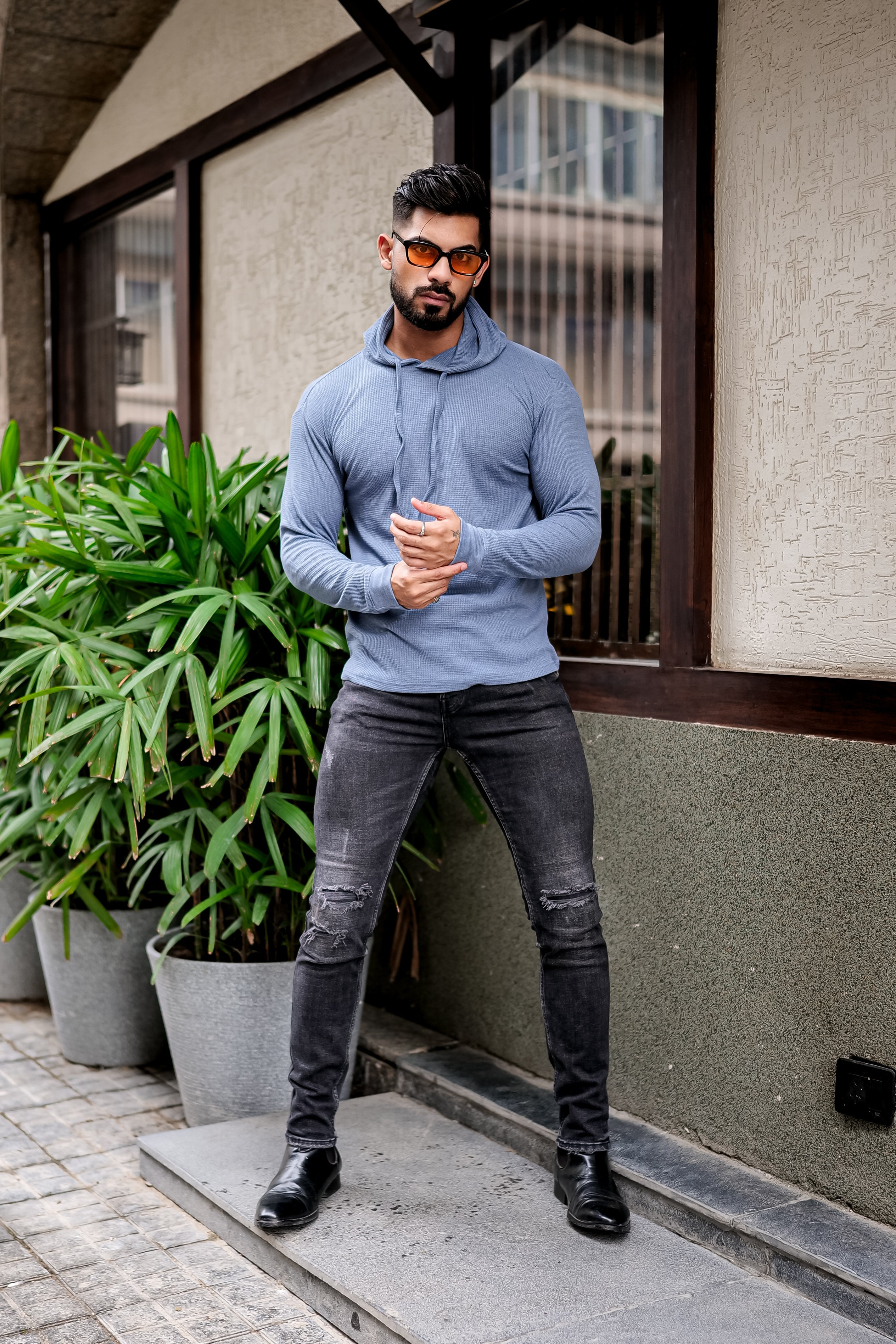 Blue Waffle Hooded T-Shirt