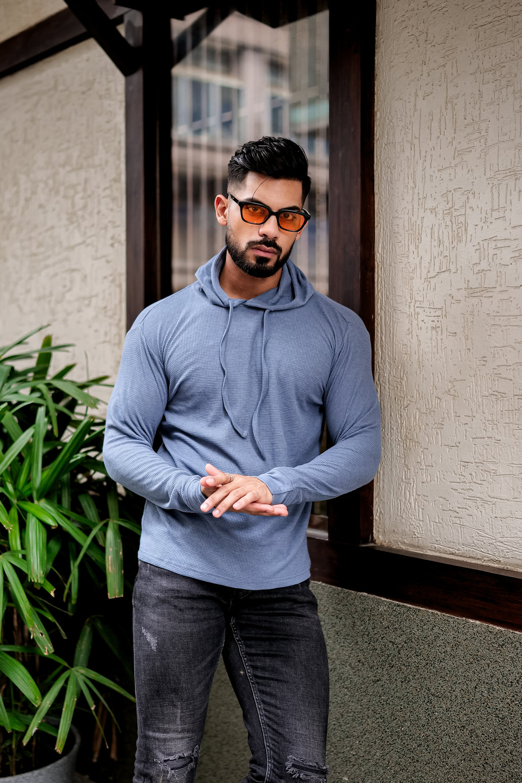 Blue Waffle Hooded T-Shirt