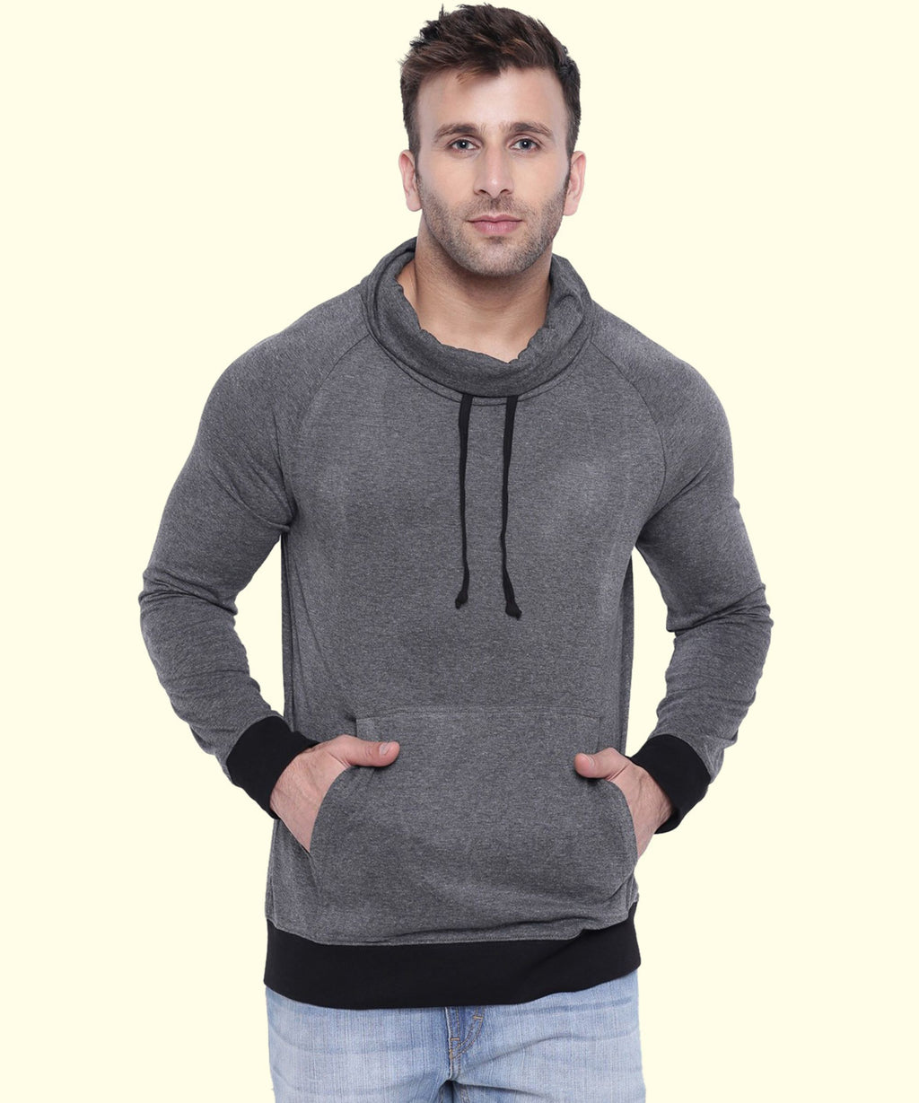 Anthra Melange Full Sleeve Turtle Neck T-Shirt