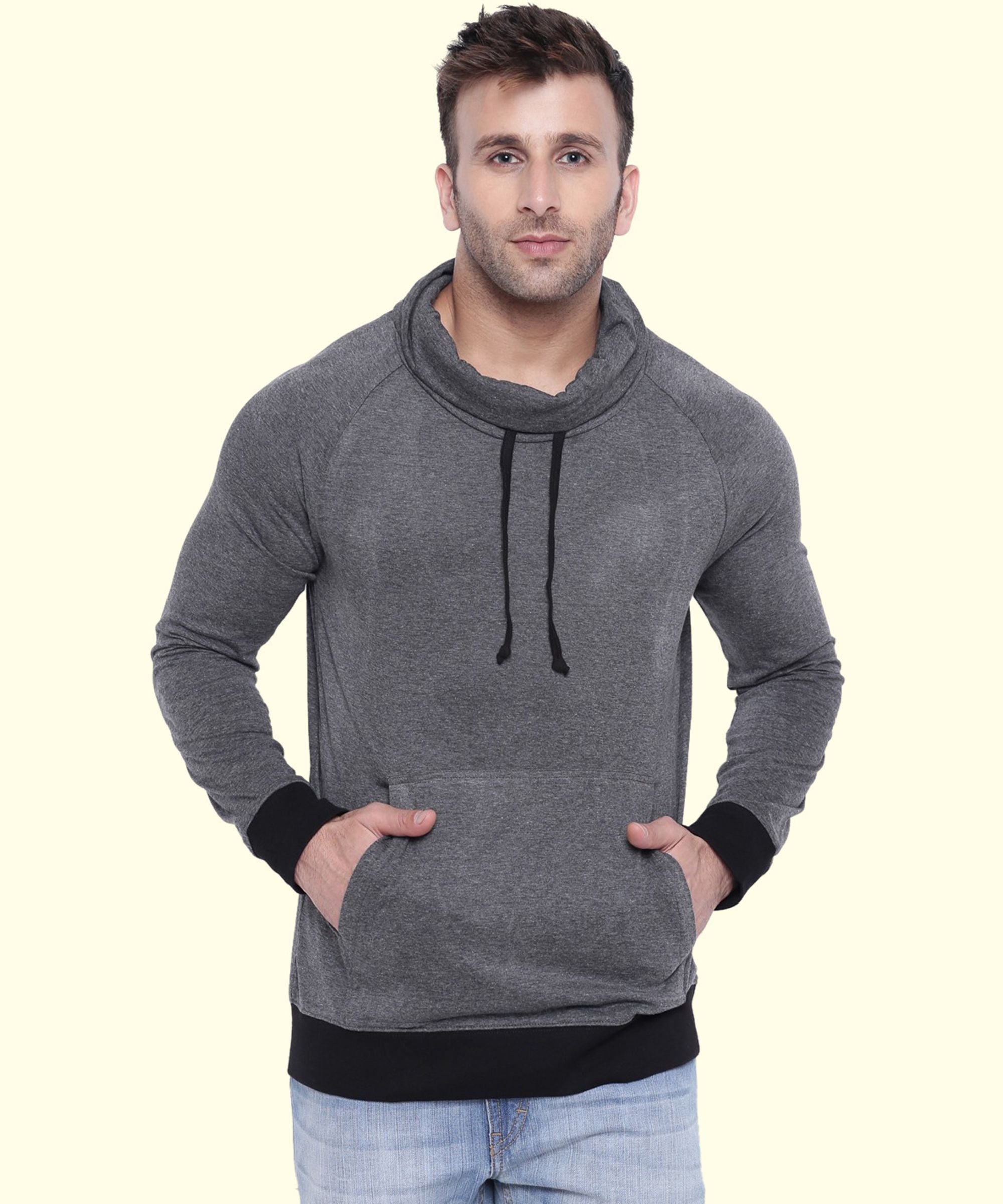 Anthra Melange Full Sleeve Turtle Neck T-Shirt