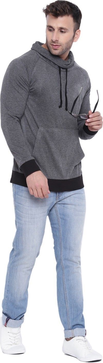 Anthra Melange Full Sleeve Turtle Neck T-Shirt