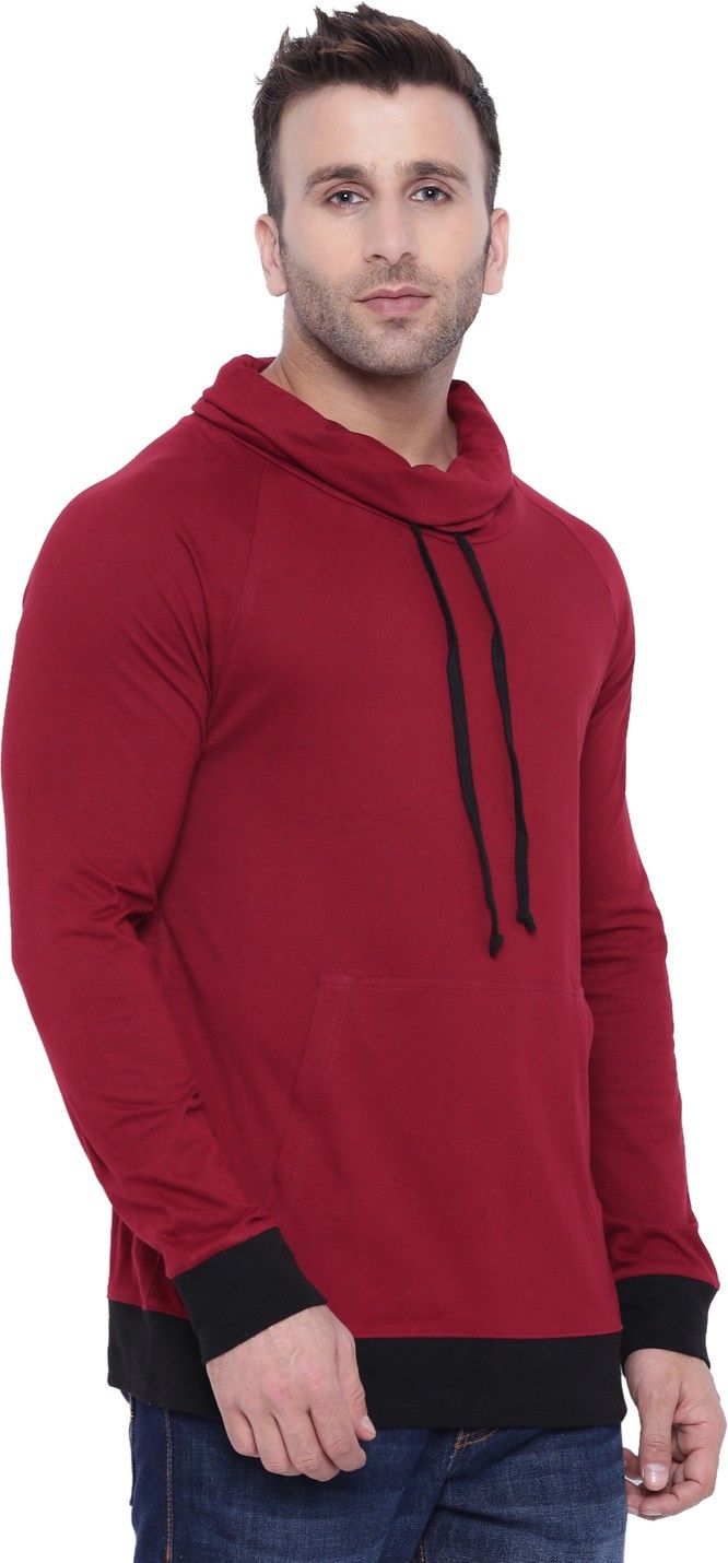 Maroon Full Sleeve Turtle Neck T-Shirt