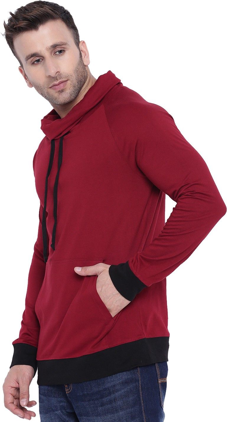 Maroon Full Sleeve Turtle Neck T-Shirt