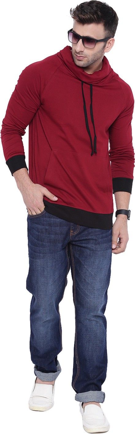 Maroon Full Sleeve Turtle Neck T-Shirt