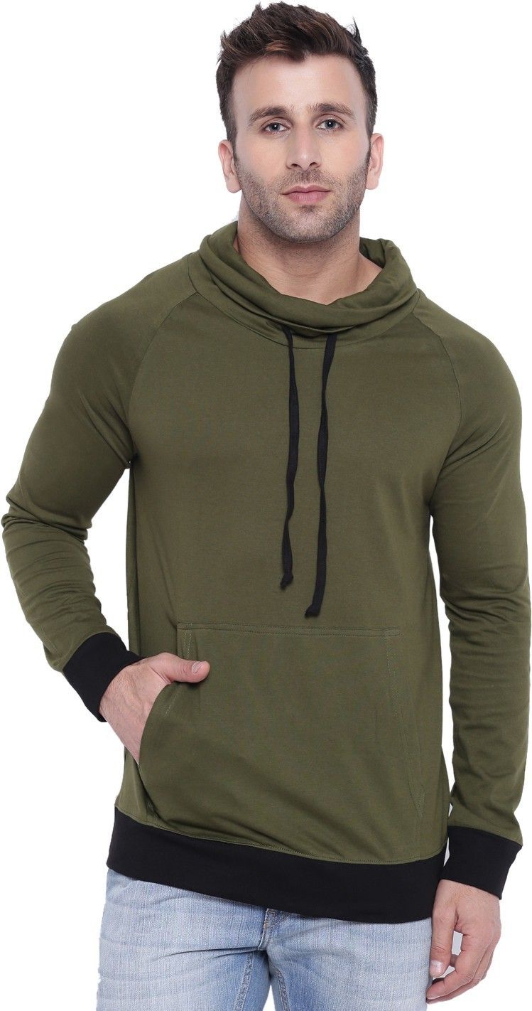Olive Men Full Sleeve Cotton T-Shirt