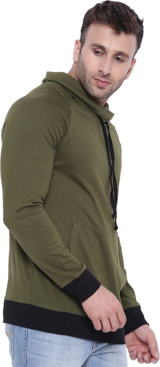 Olive Men Full Sleeve Cotton T-Shirt