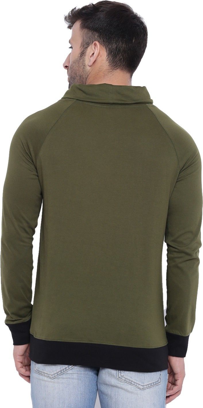 Olive Men Full Sleeve Cotton T-Shirt