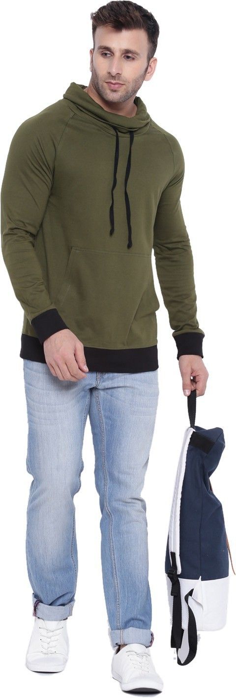 Olive Men Full Sleeve Cotton T-Shirt