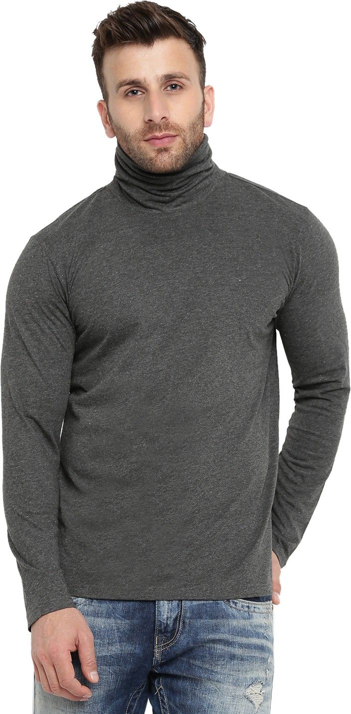 Anthra Men Full Sleeve Cotton High Neck T-Shirt
