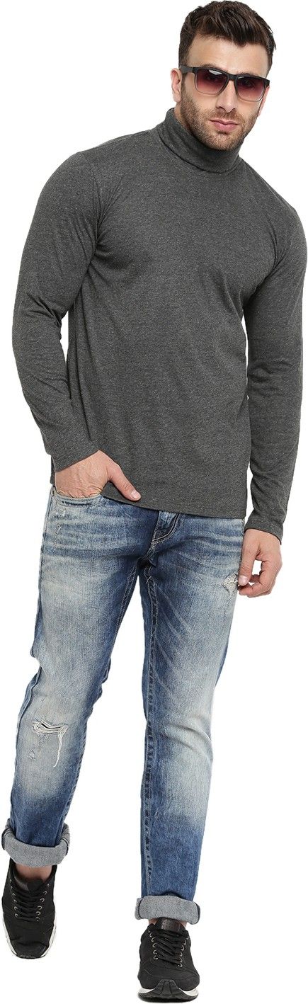 Anthra Men Full Sleeve Cotton High Neck T-Shirt