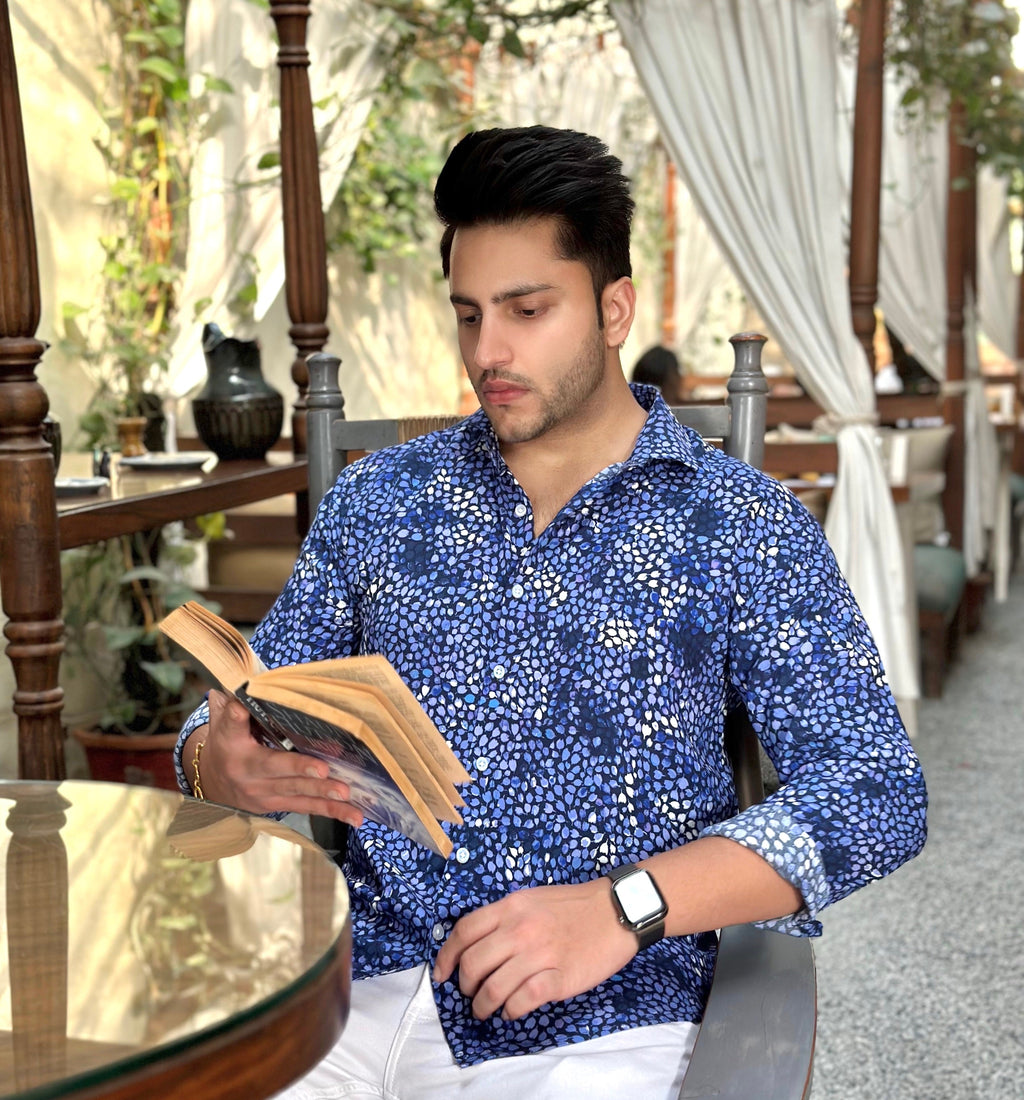 Blue Floral Rayon Shirt