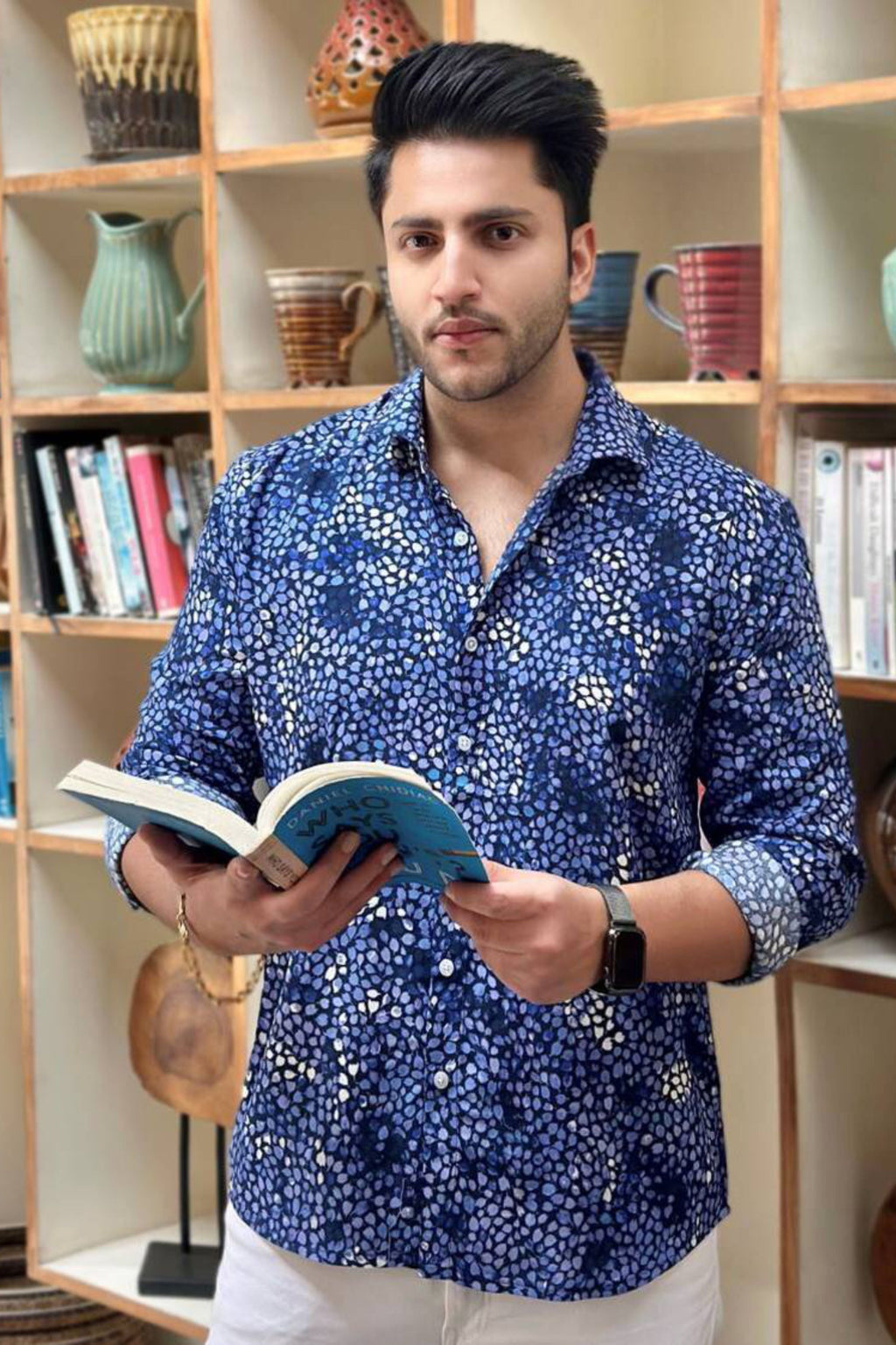 Blue Floral Rayon Shirt