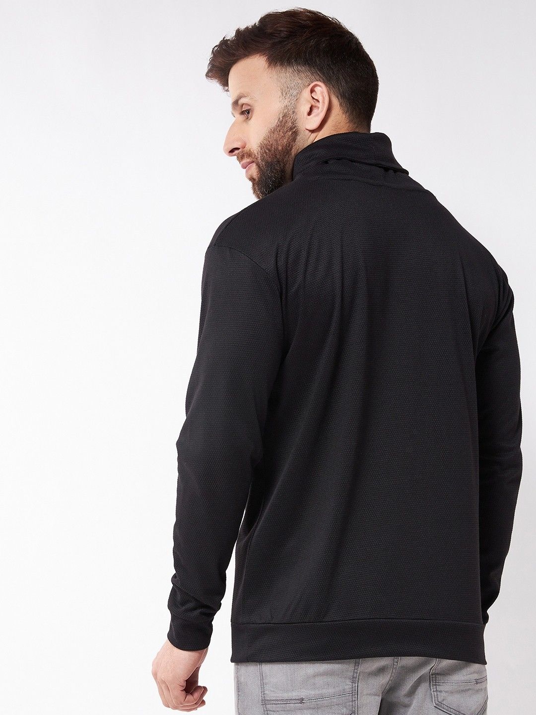 Black Full Sleeve High Neck Cotton T-Shirt