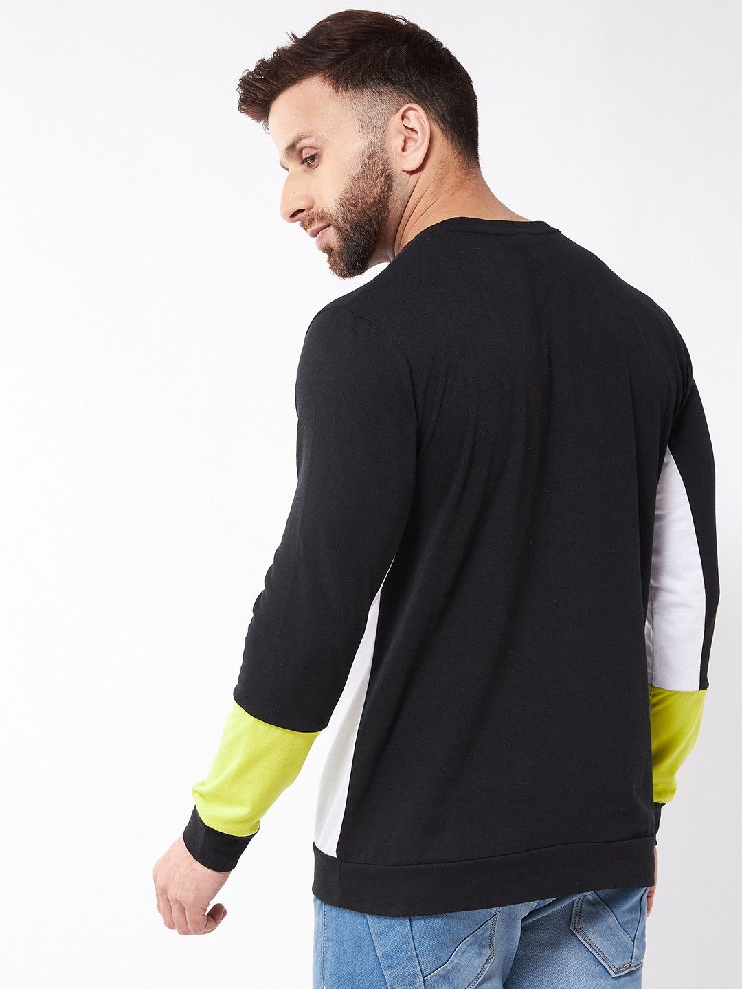 White Black Full Sleeve Oversized Cotton T-Shirt