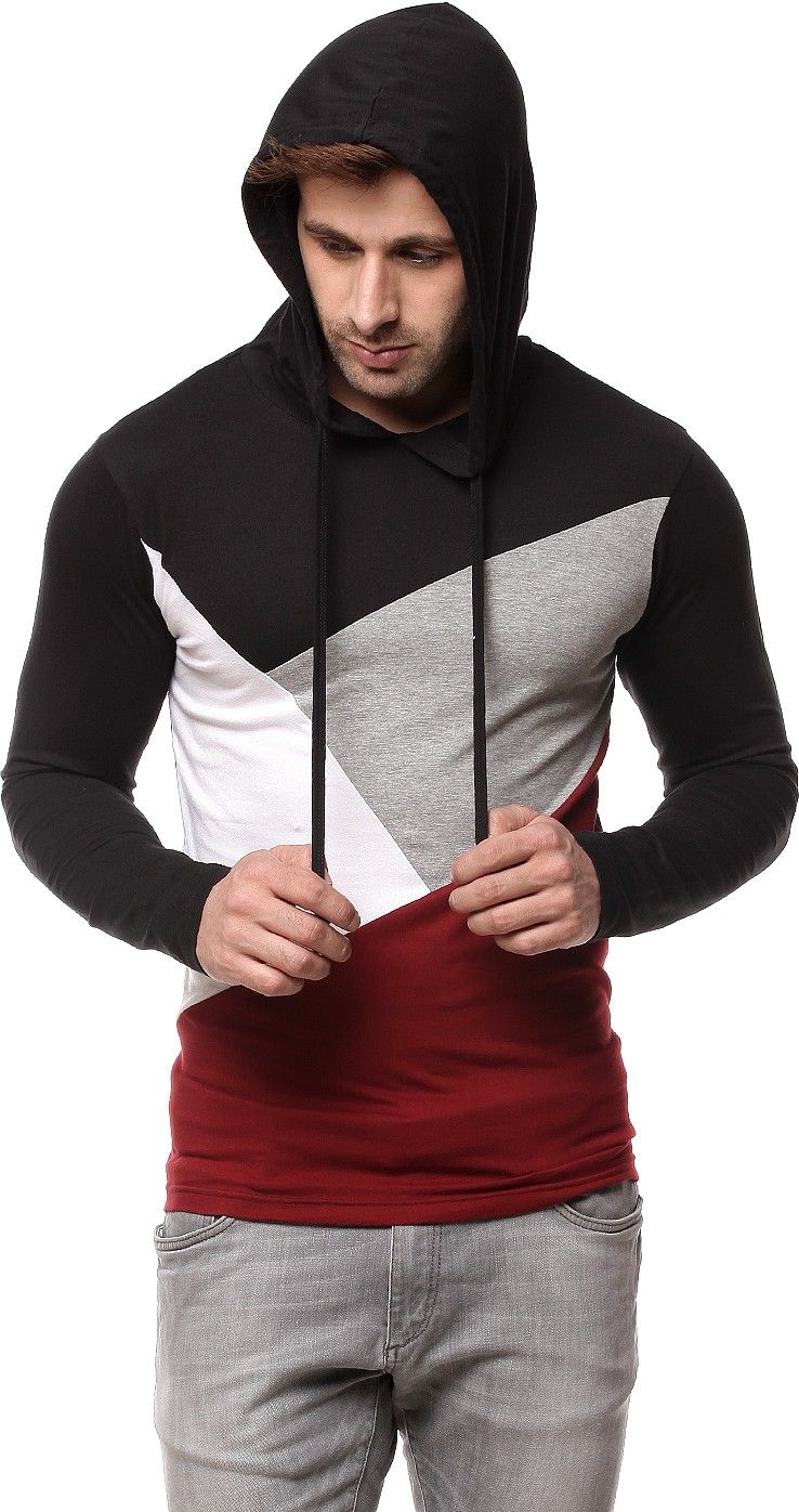 Multi Color block Hooded Cotton T-Shirt