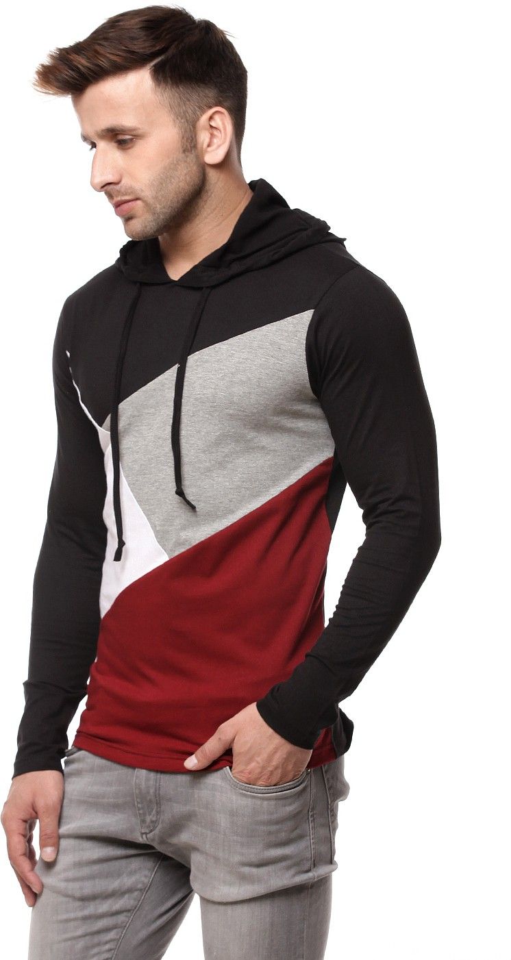 Multi Color block Hooded Cotton T-Shirt