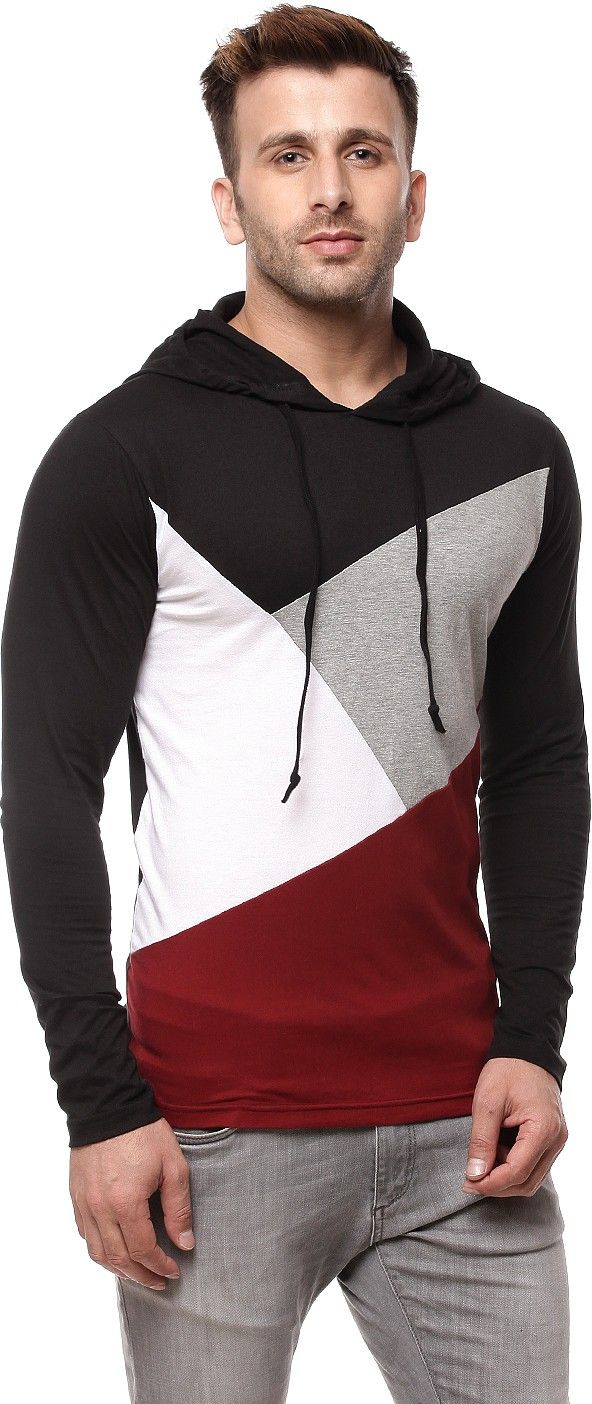 Multi Color block Hooded Cotton T-Shirt