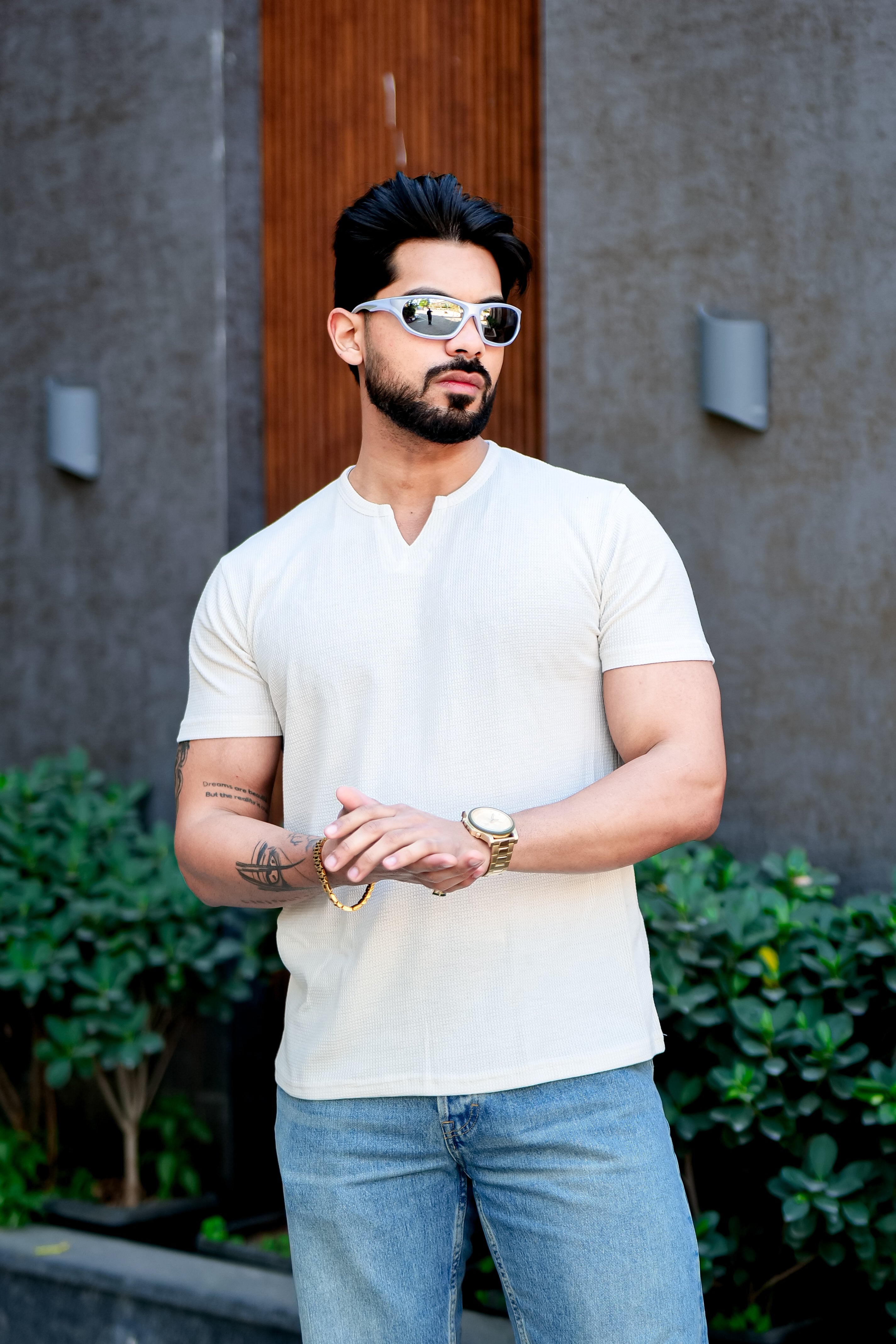 Cream Waffle T-Shirt