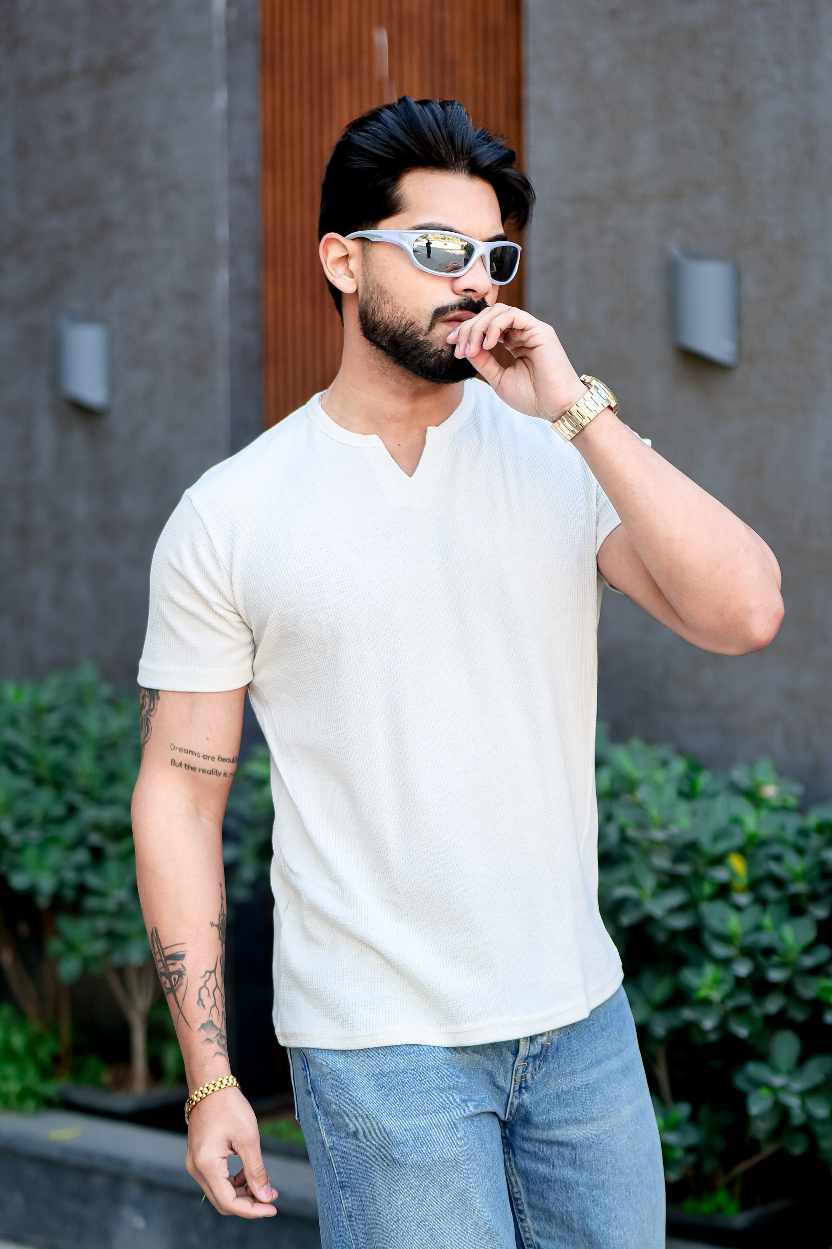 Cream Waffle T-Shirt